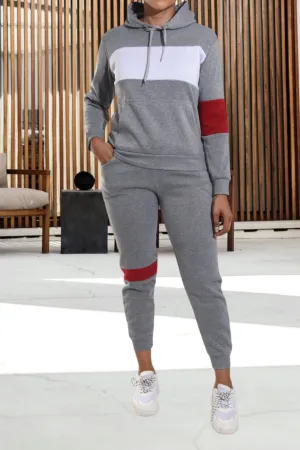 Cuffed Grey Color Block Tracksuit