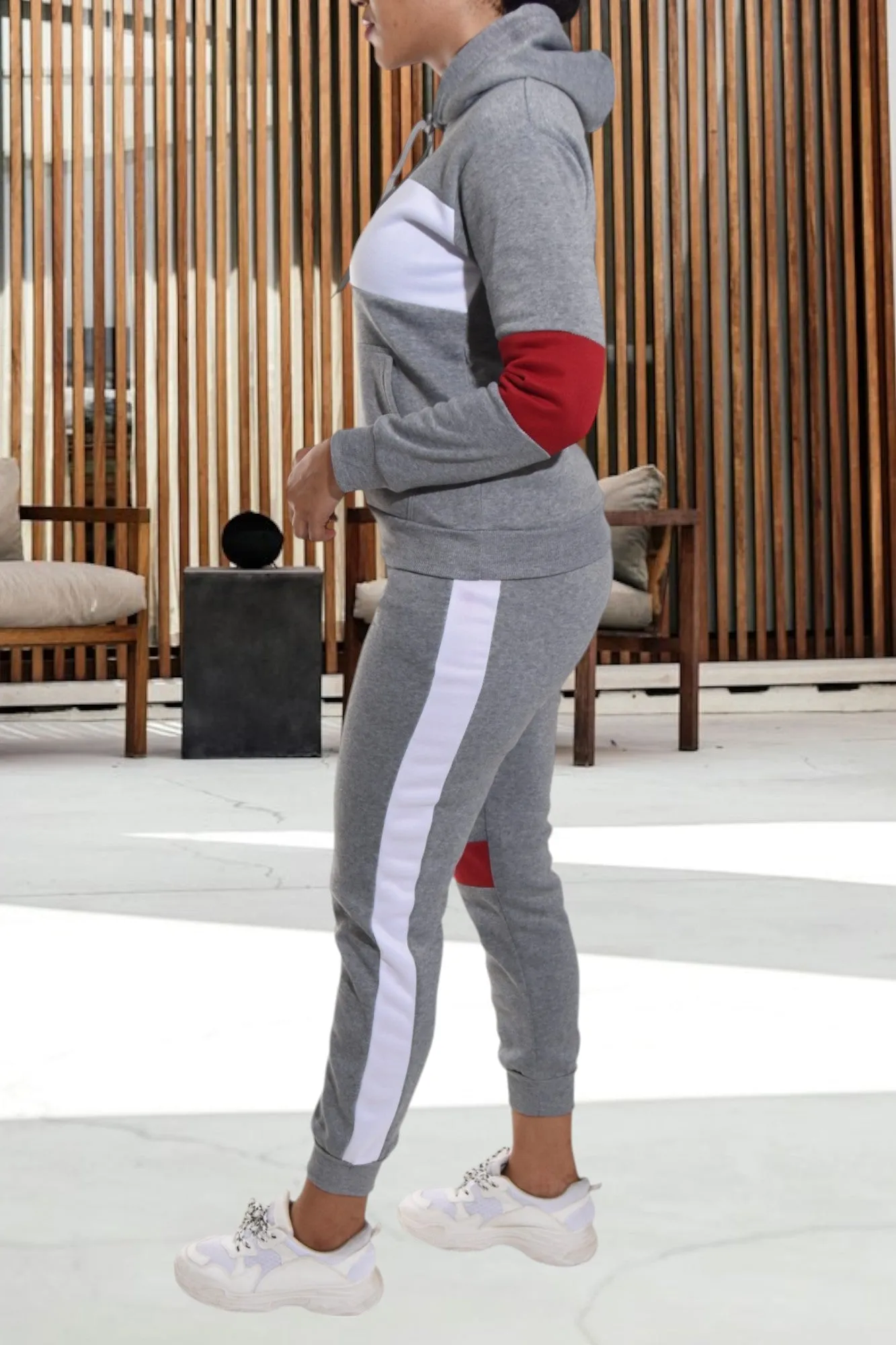 Cuffed Grey Color Block Tracksuit