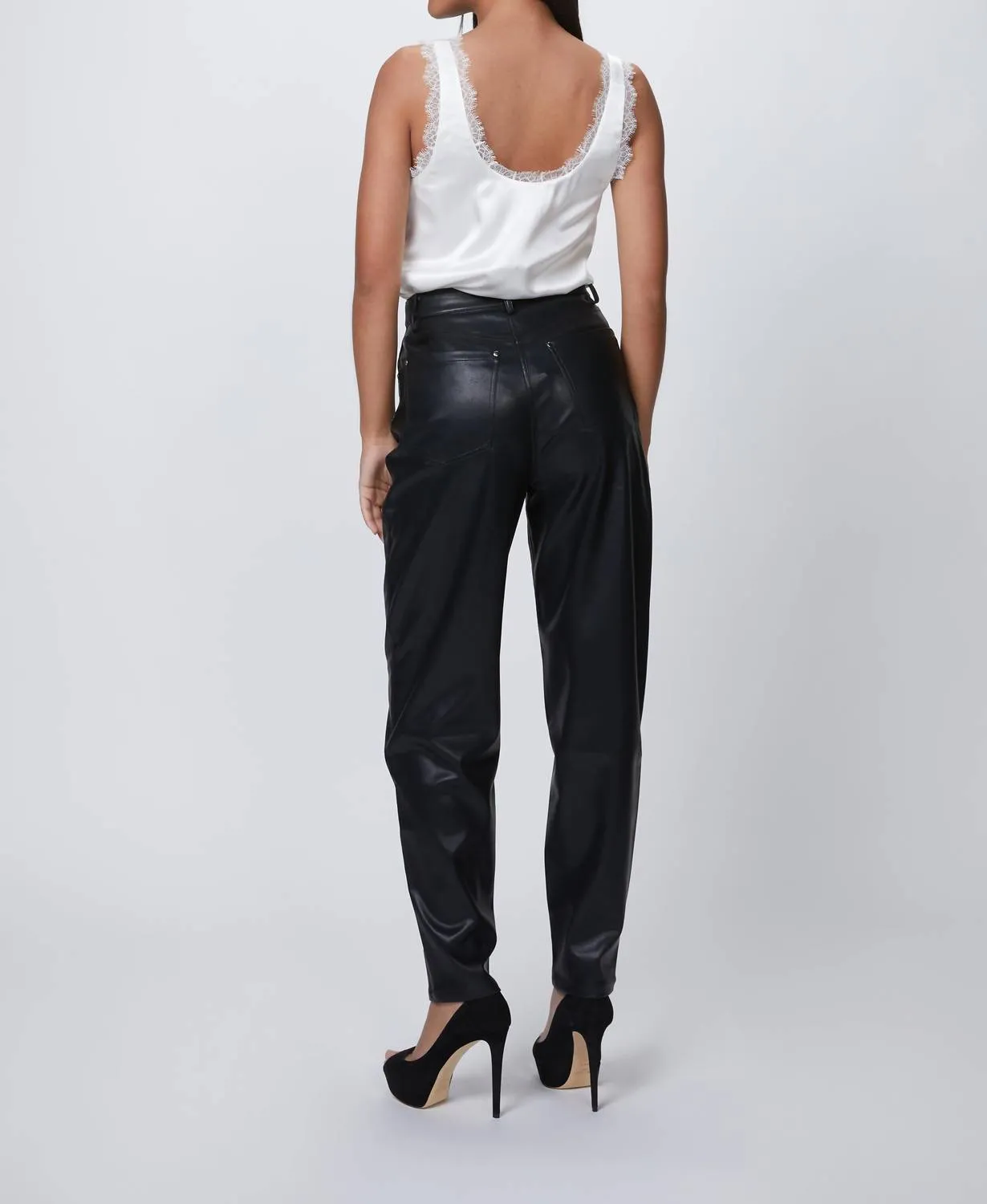 Dani Boyfriend Leather Pants In Black