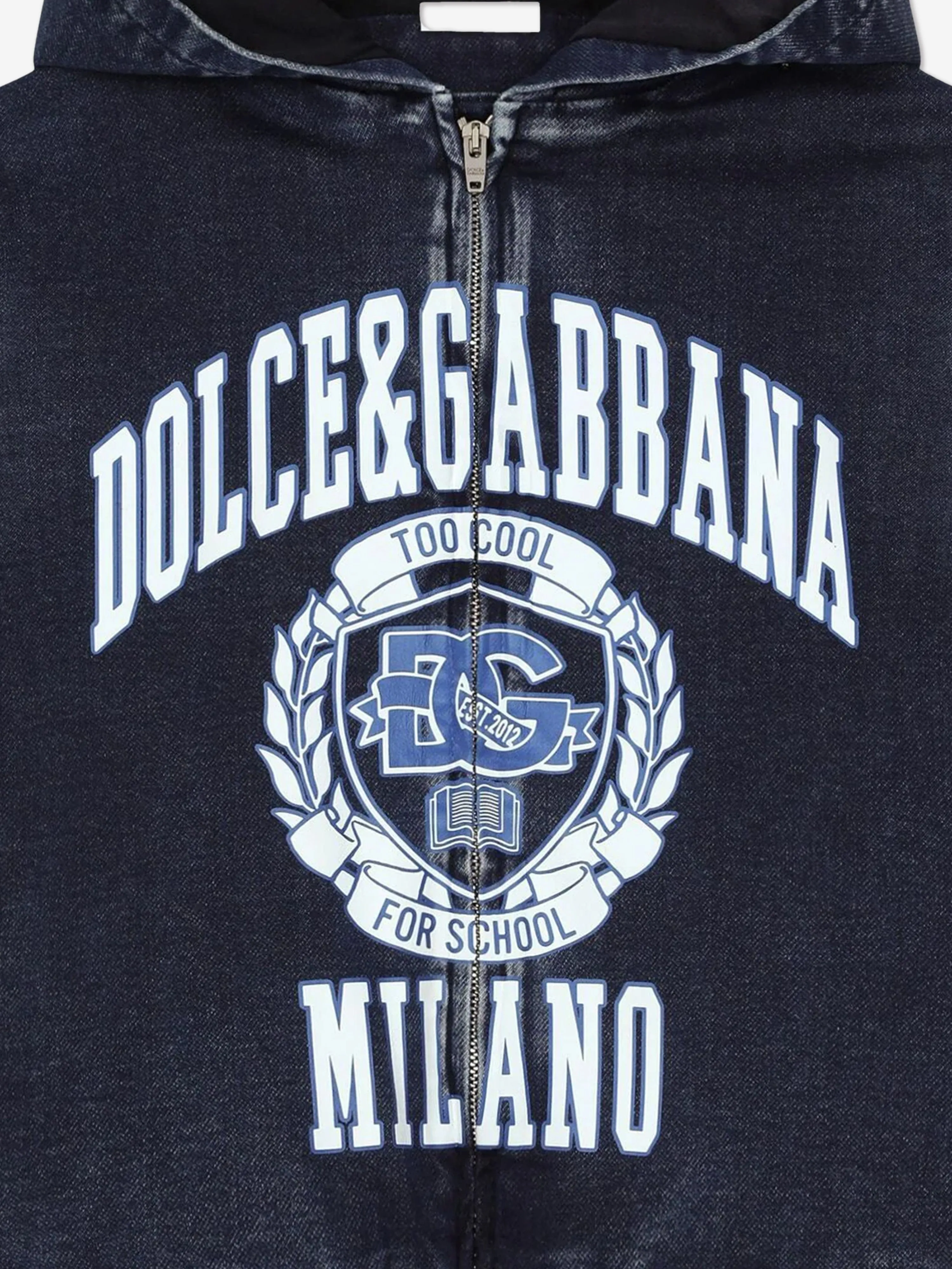 Dolce & Gabbana Boys Too Cool For SchoolMilano Logo Zip Up Top in Blue