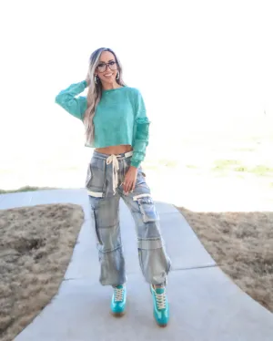 Ellie Denim Joggers - Acid Wash