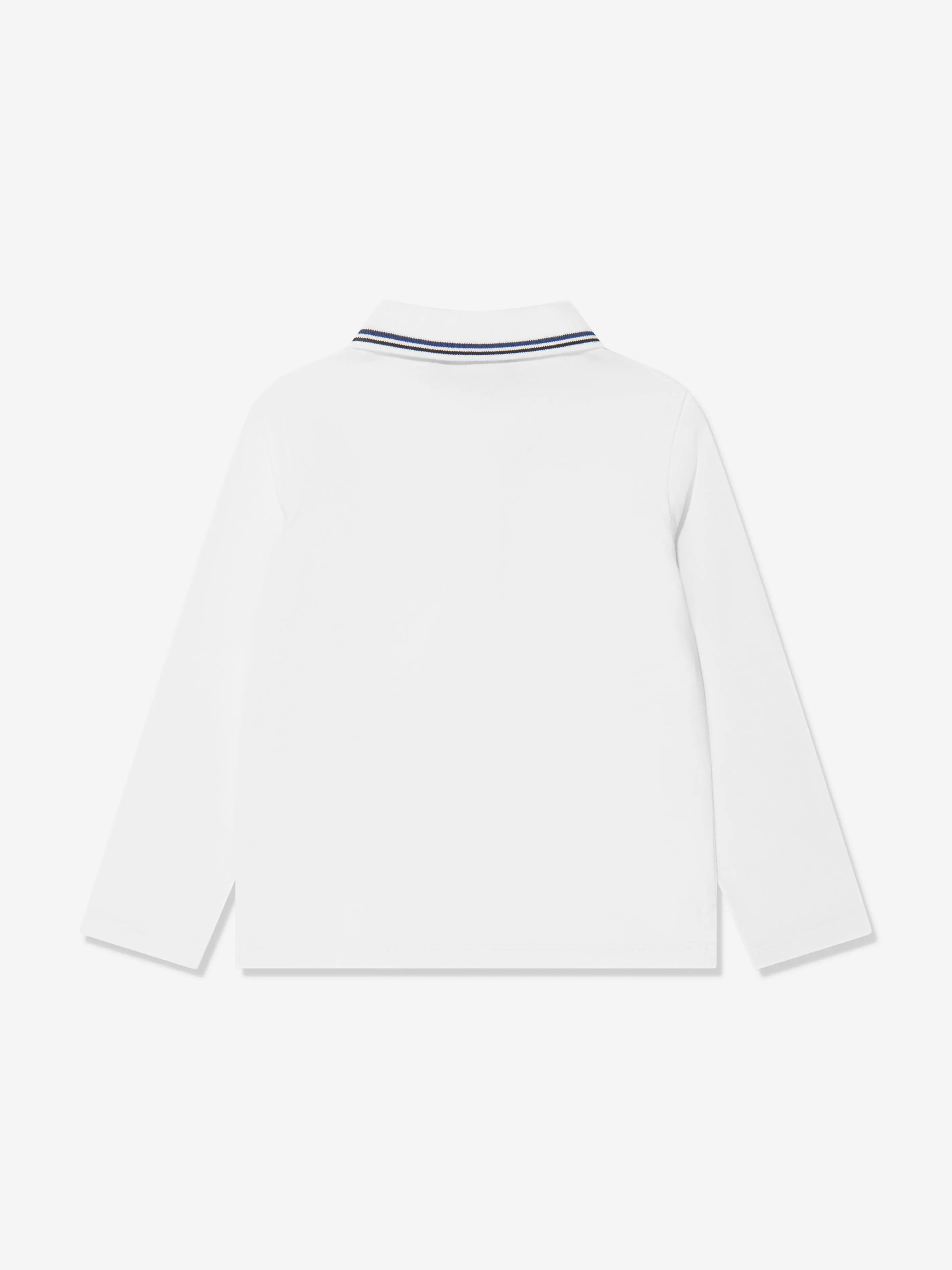 Emporio Armani Boys Long Sleeve Polo Shirt In White