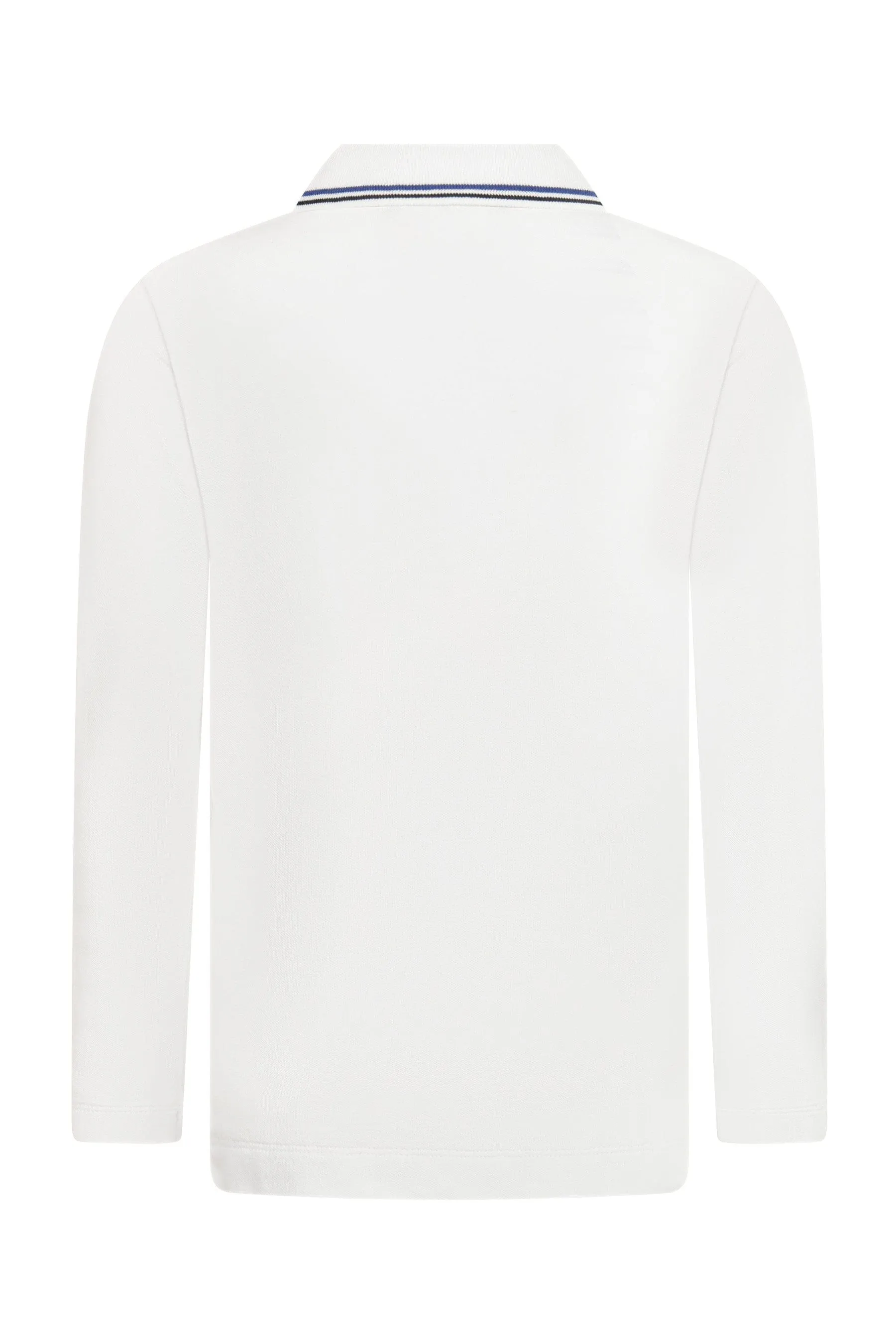 Emporio Armani Boys Long Sleeve Polo Shirt In White