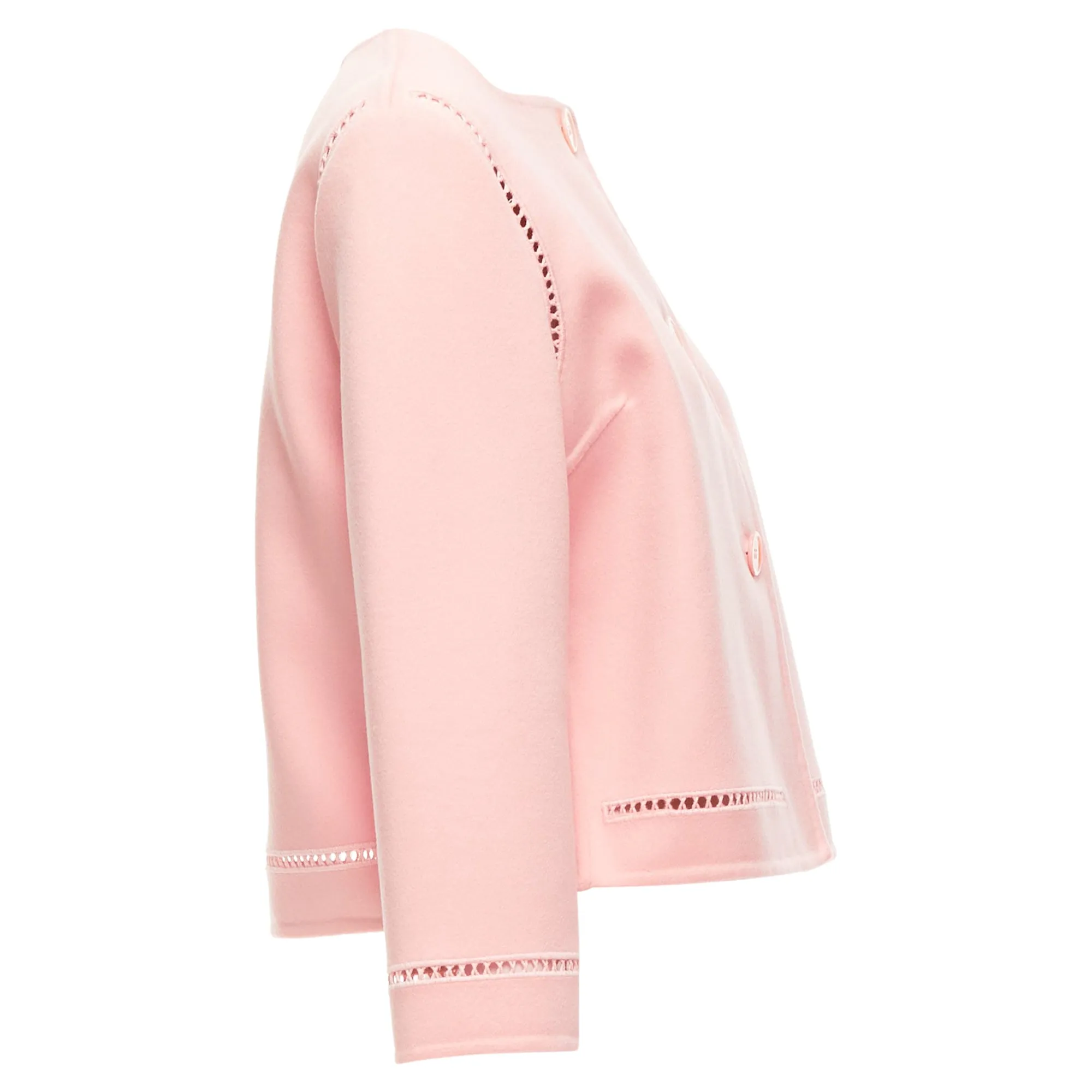 Ermanno Scervino Virgin Wool Eyelet Trim Shell Button Jacket