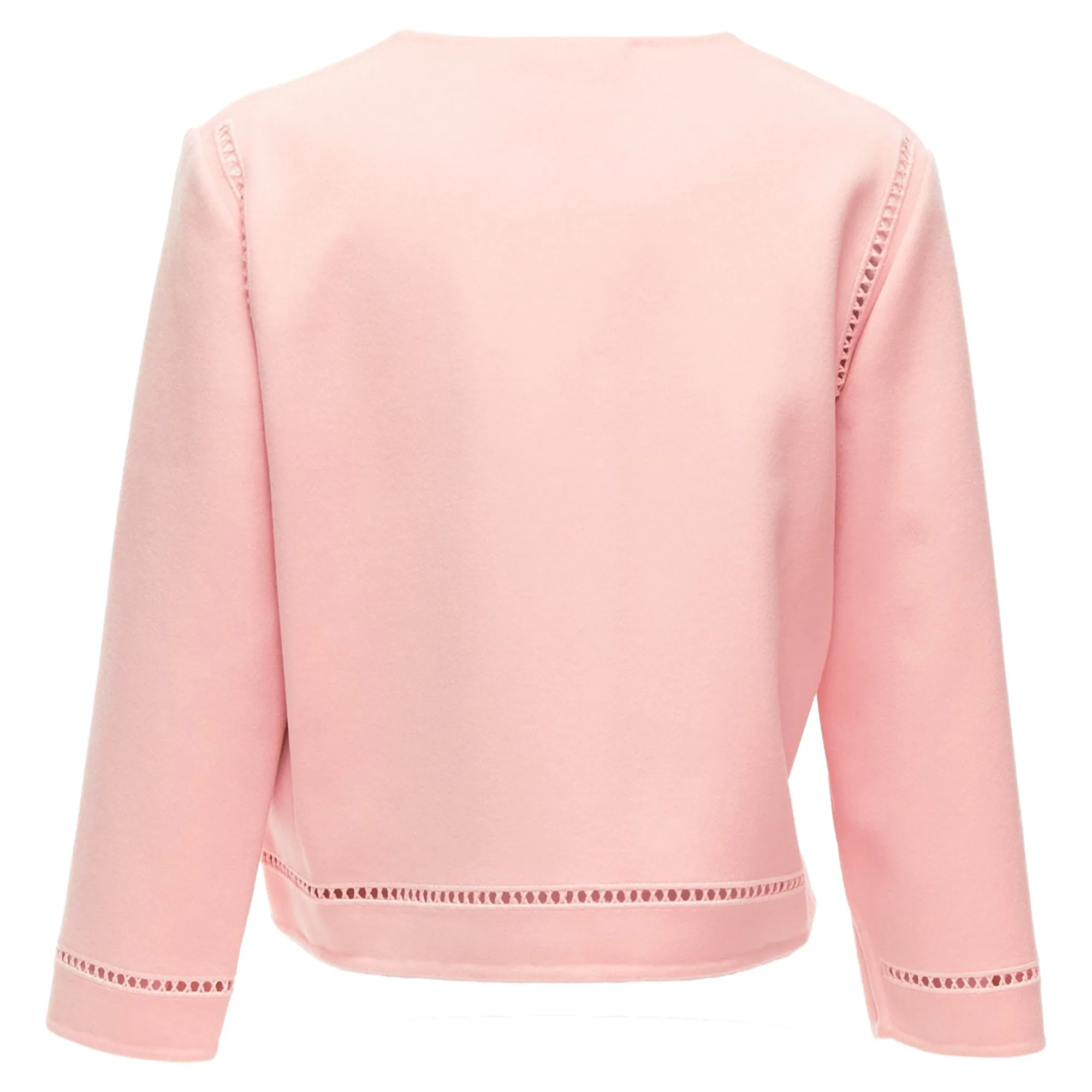 Ermanno Scervino Virgin Wool Eyelet Trim Shell Button Jacket