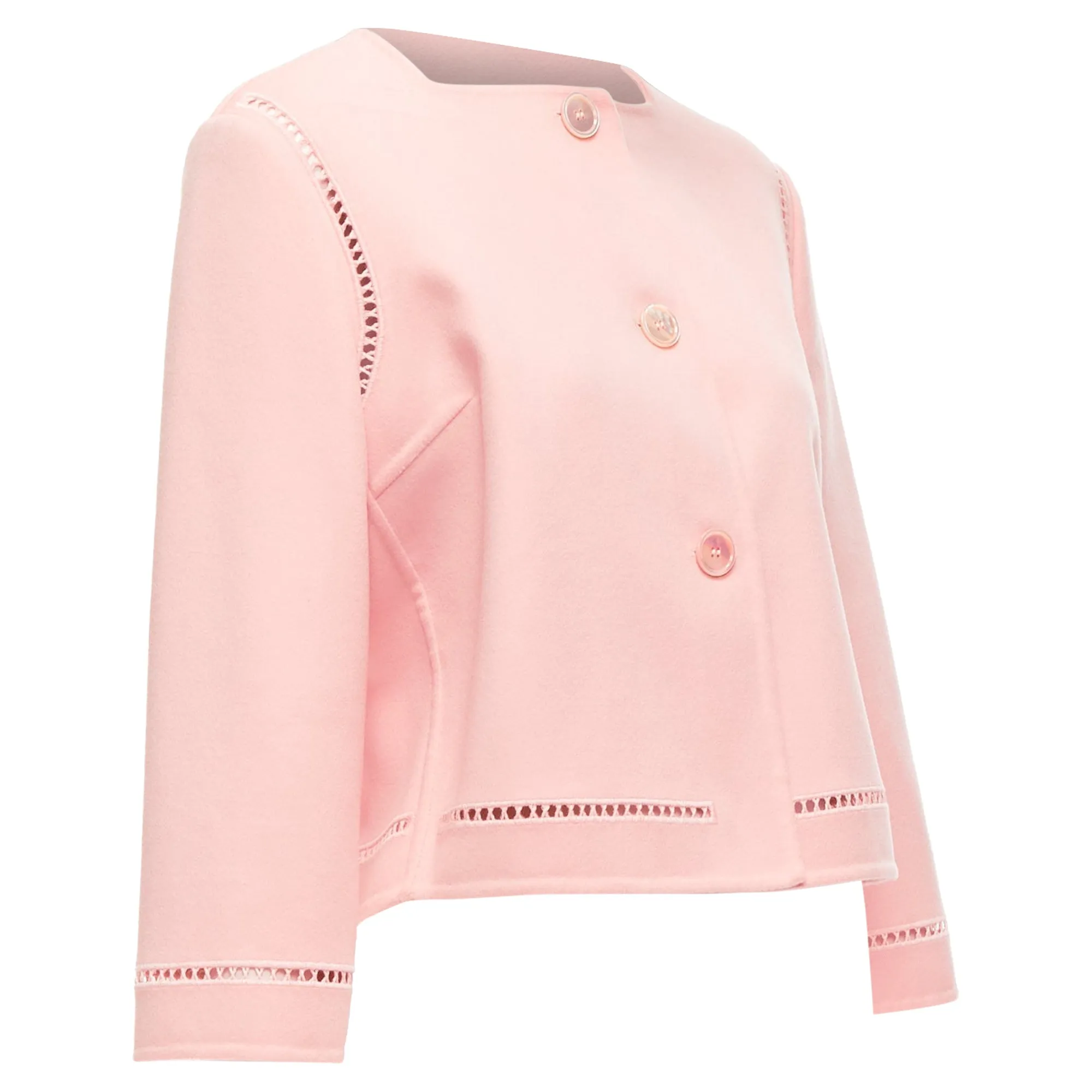 Ermanno Scervino Virgin Wool Eyelet Trim Shell Button Jacket