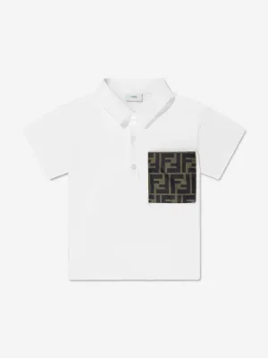 Fendi Baby Boys FF Logo Polo Shirt in White