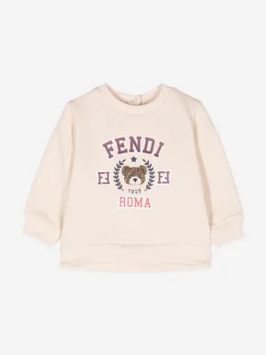 Fendi Baby Logo Sweatshirt in Beige