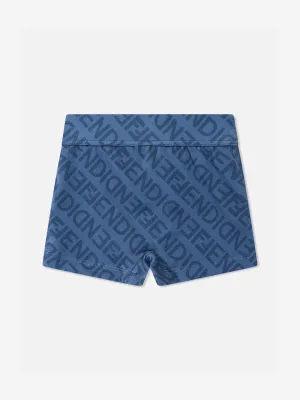Fendi Boys FF Logo Swim Shorts in Blue