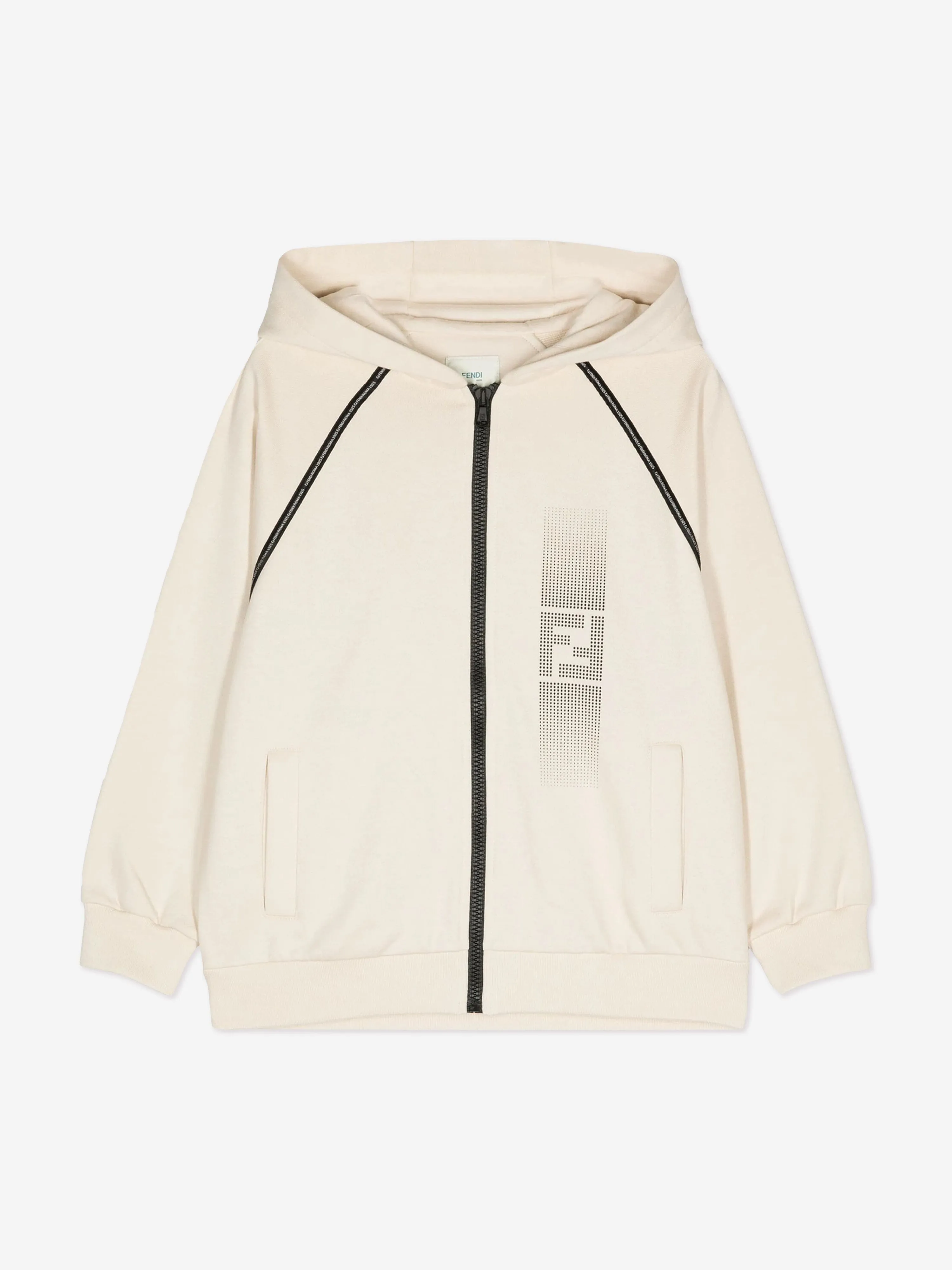 Fendi Boys Logo Zip Up Top in Beige
