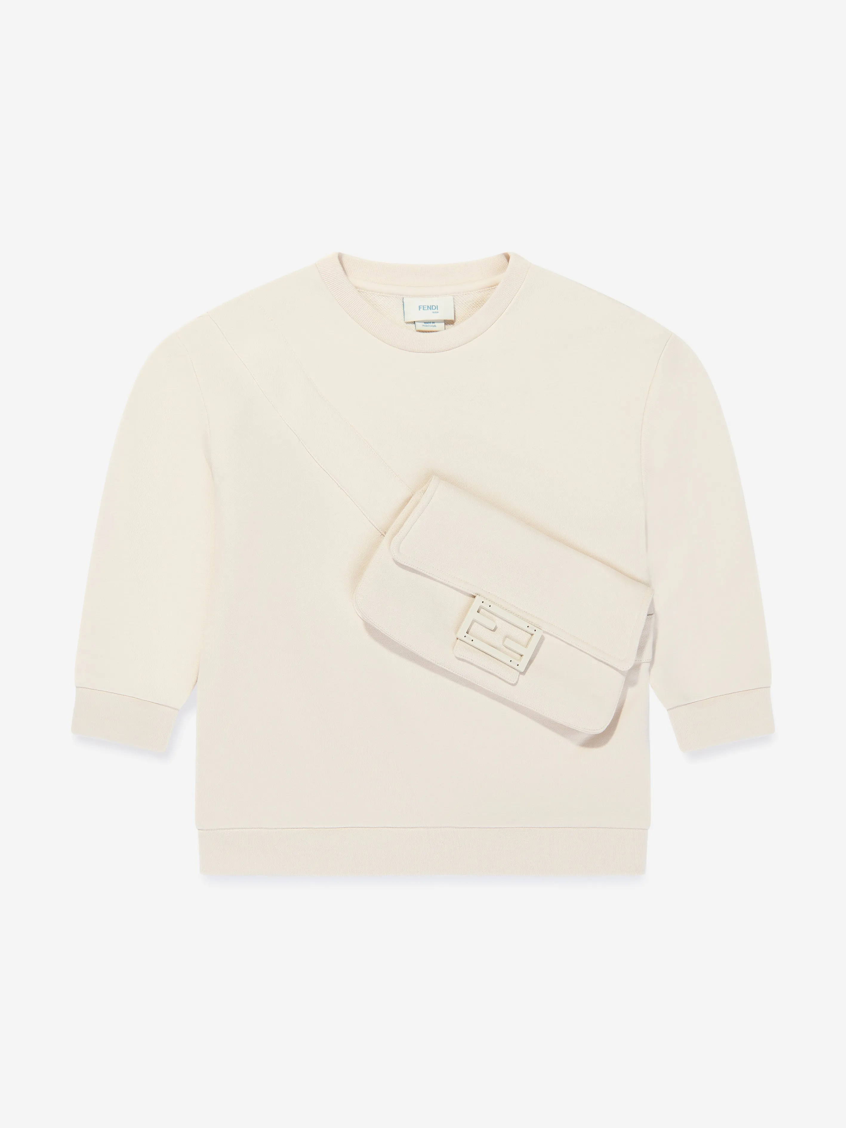 Fendi Kids Baguette Bag Sweatshirt in Beige