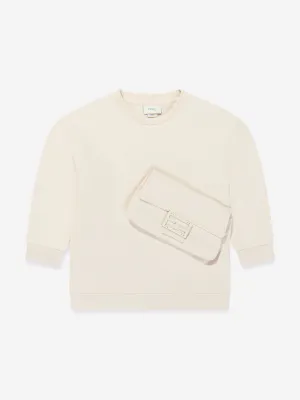 Fendi Kids Baguette Bag Sweatshirt in Beige