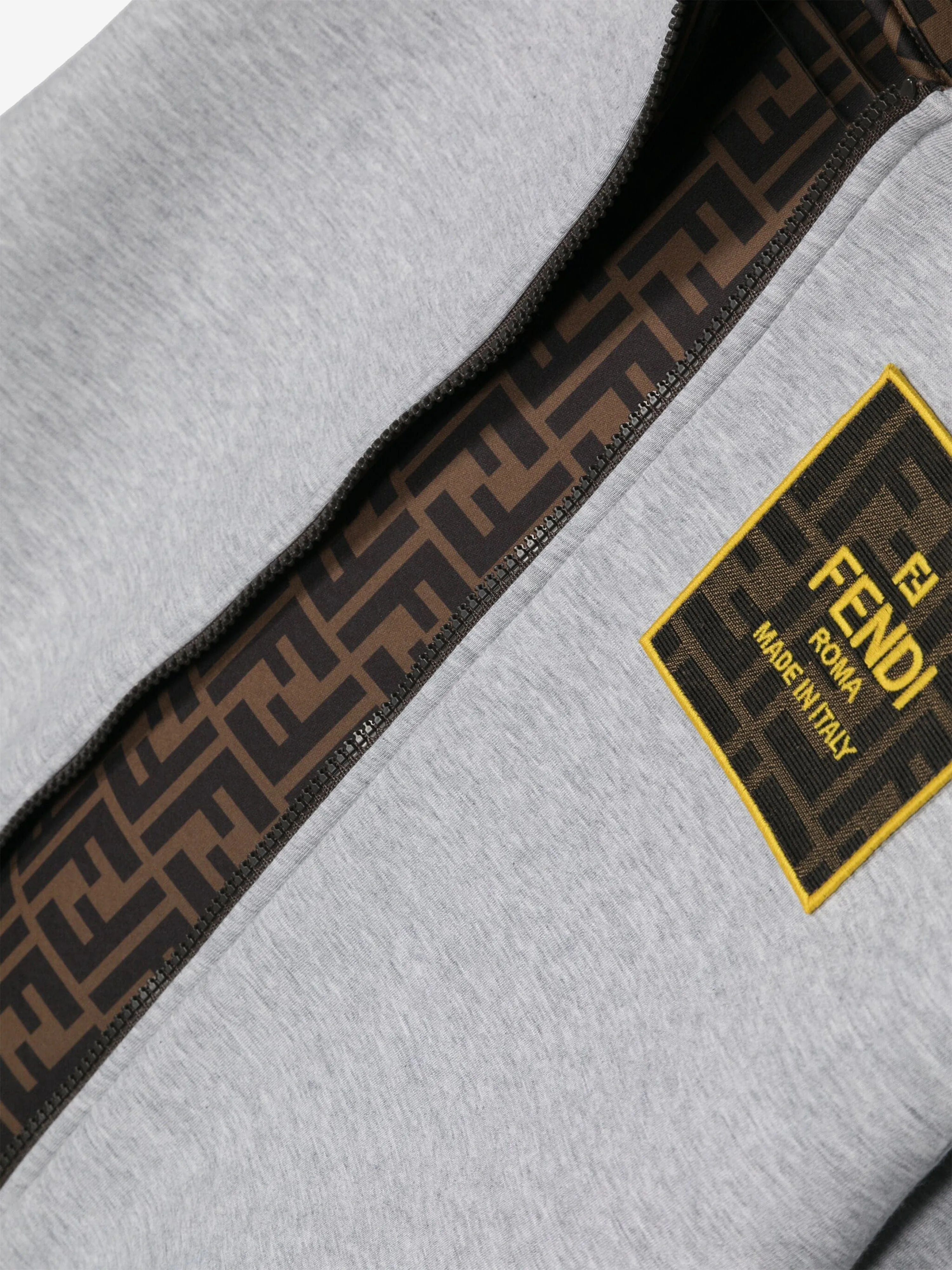 Fendi Kids FF Logo Zip Up Top in Grey