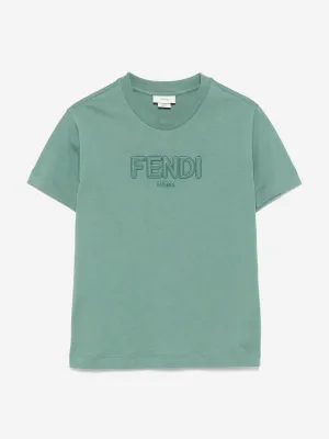 Fendi Kids Logo T-Shirt in Green