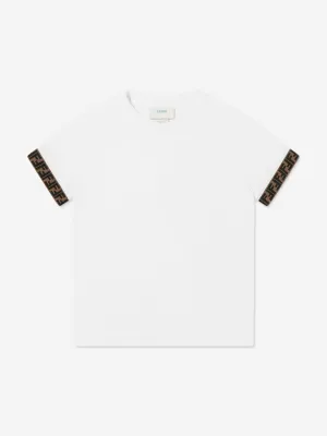 Fendi Kids Logo Trim T-Shirt in White