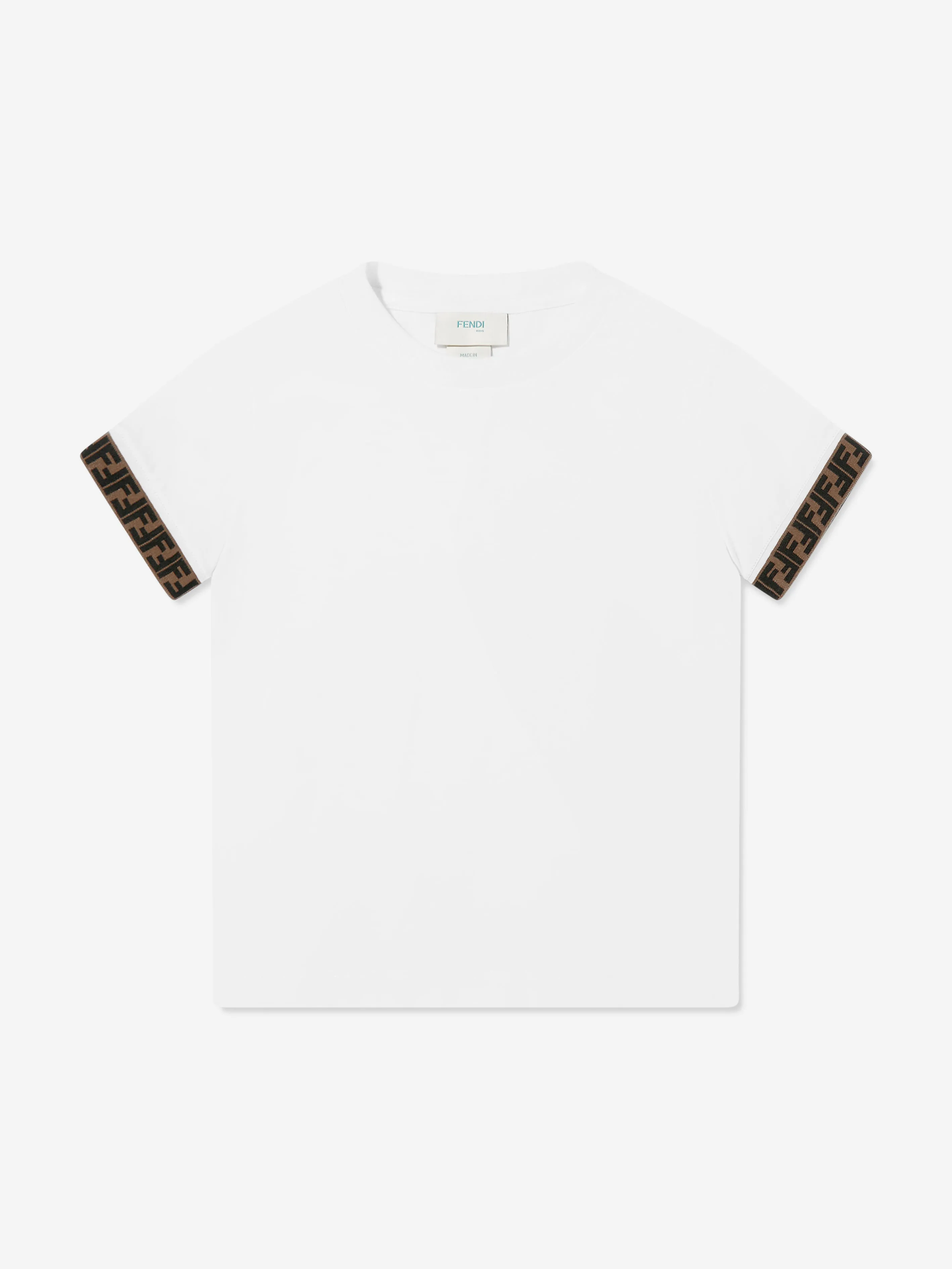 Fendi Kids Logo Trim T-Shirt in White