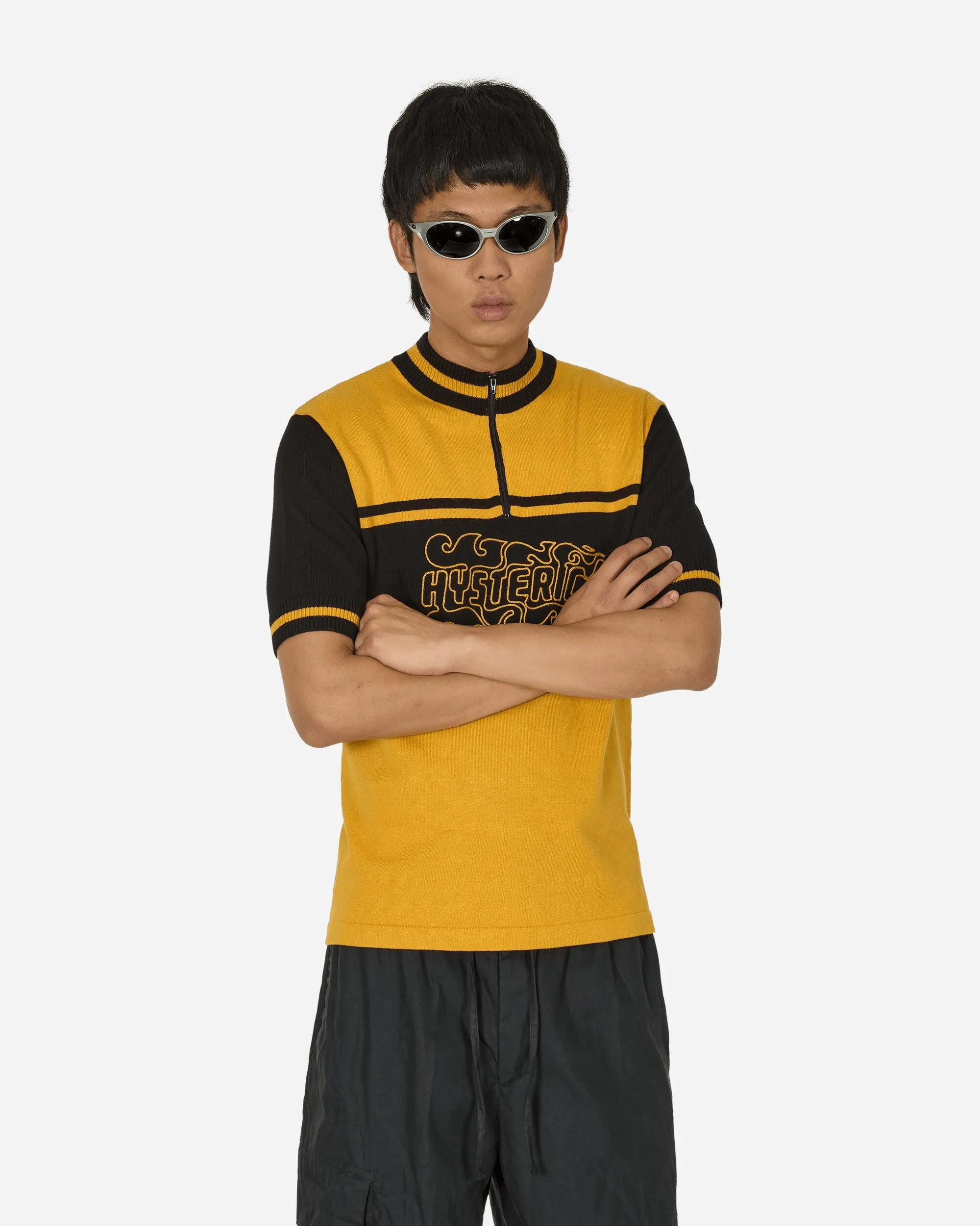 Flame Logo Embroidered Cycling Jersey Yellow / Black