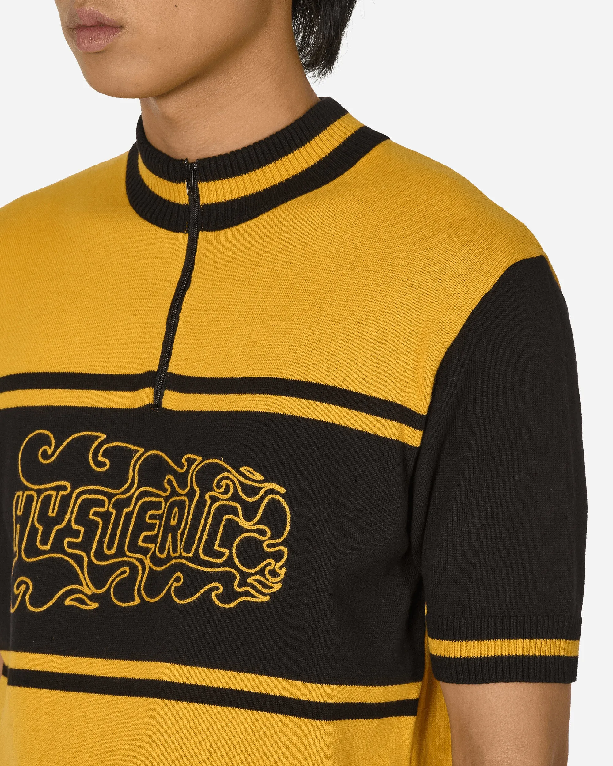 Flame Logo Embroidered Cycling Jersey Yellow / Black
