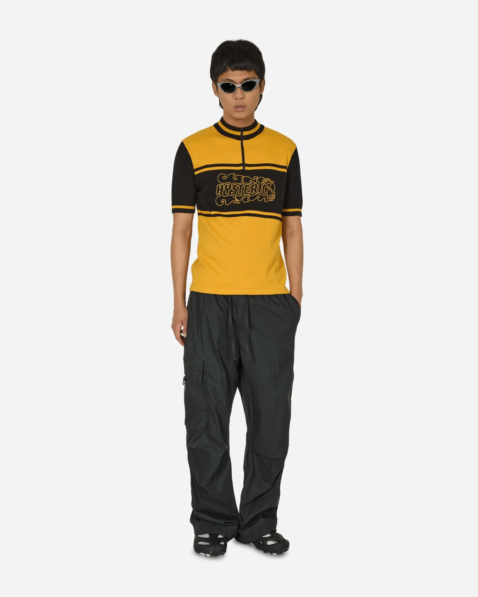 Flame Logo Embroidered Cycling Jersey Yellow / Black
