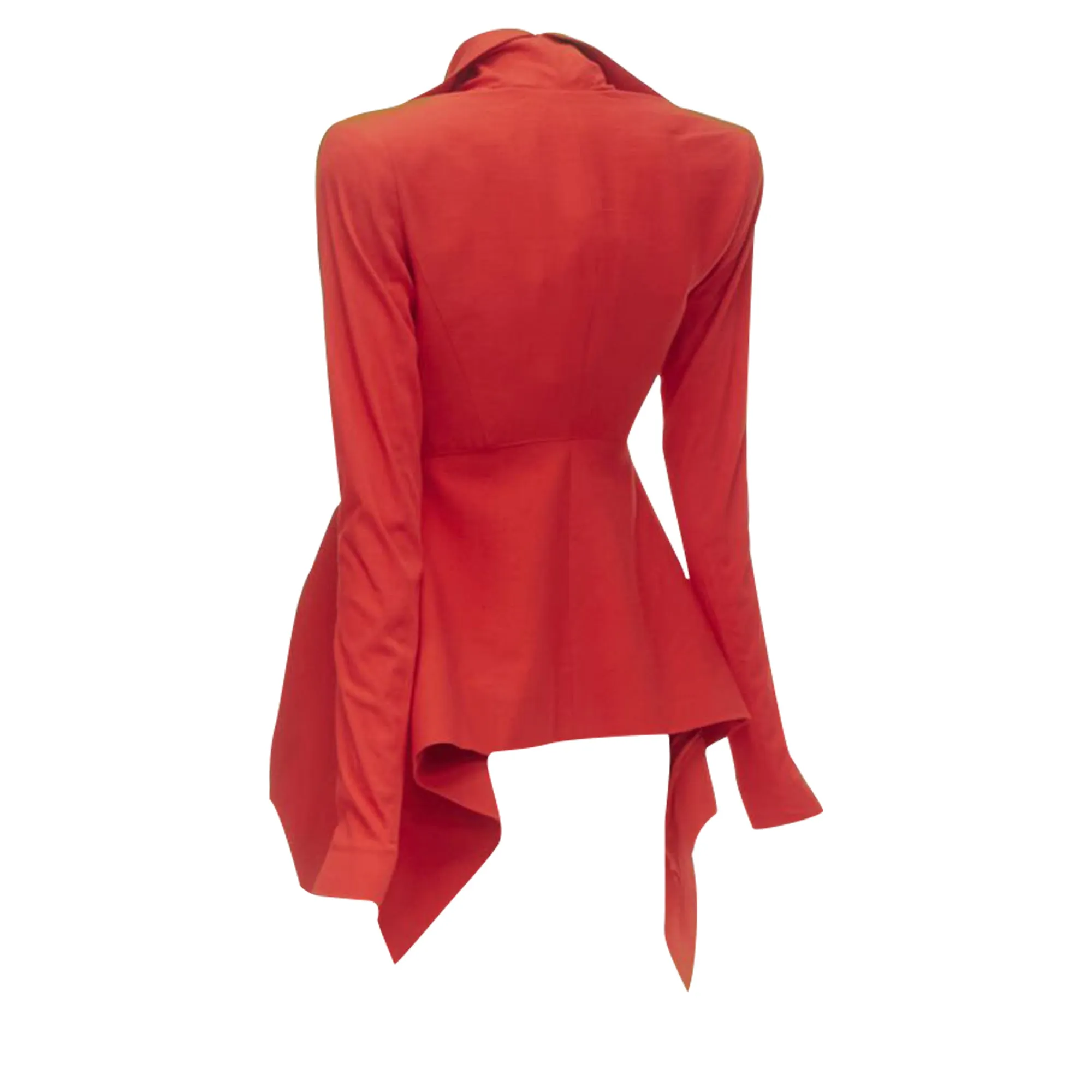 Garteh Pugh shoulder padded draped hem belted jacket
