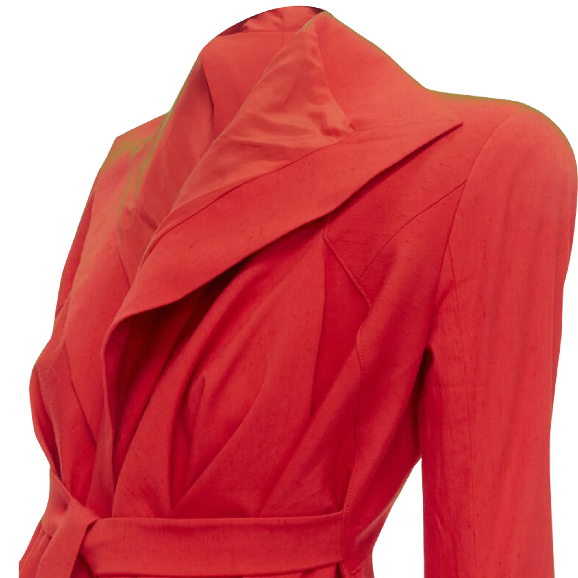 Garteh Pugh shoulder padded draped hem belted jacket