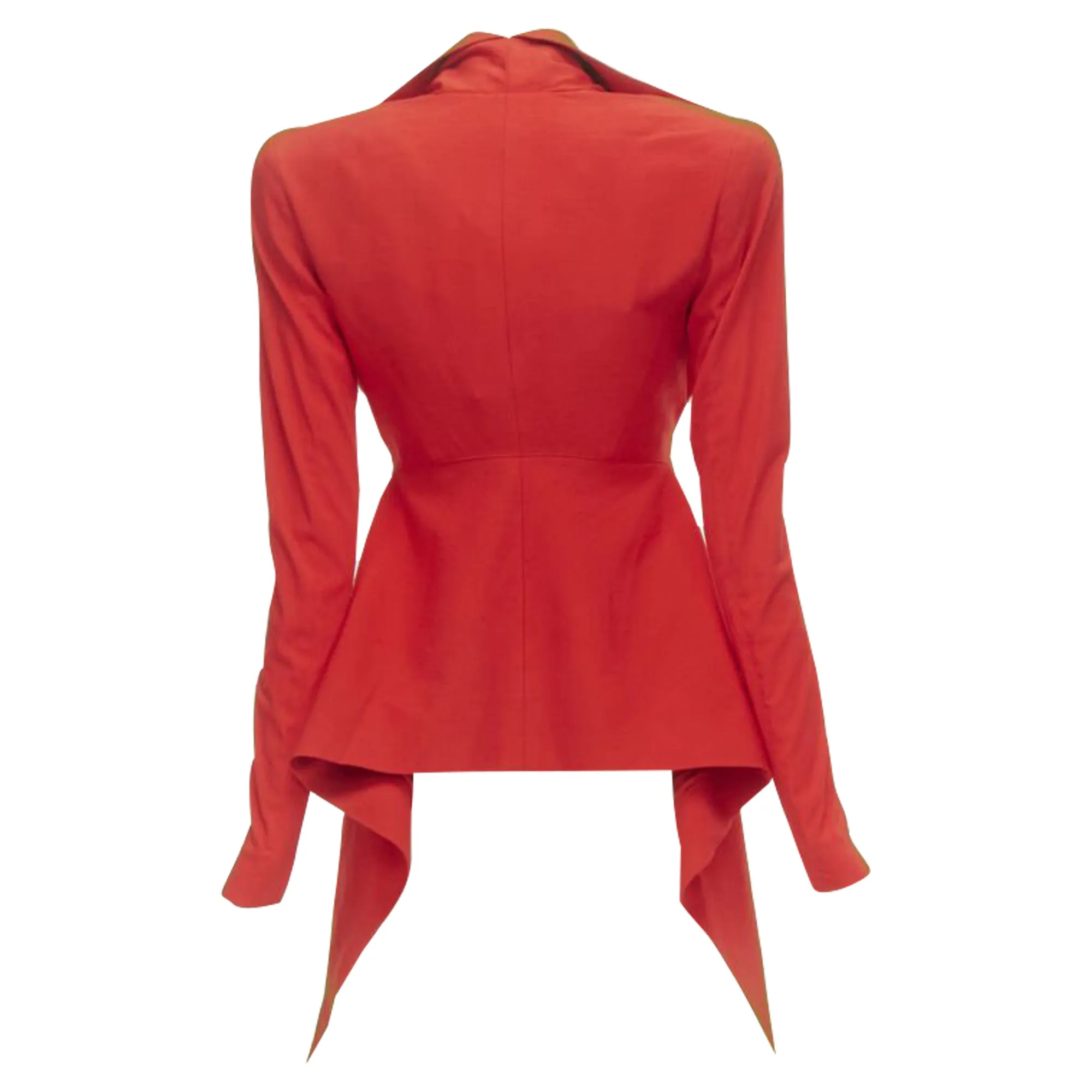 Garteh Pugh shoulder padded draped hem belted jacket