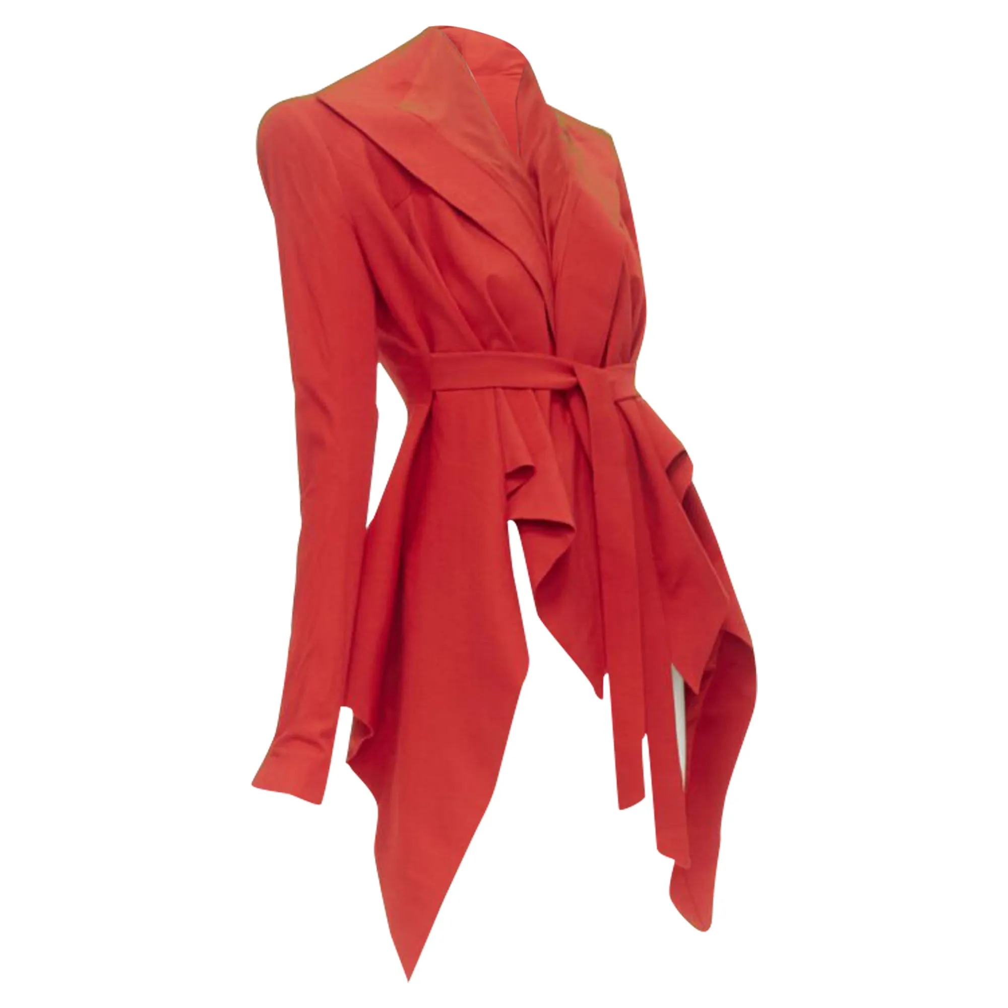 Garteh Pugh shoulder padded draped hem belted jacket
