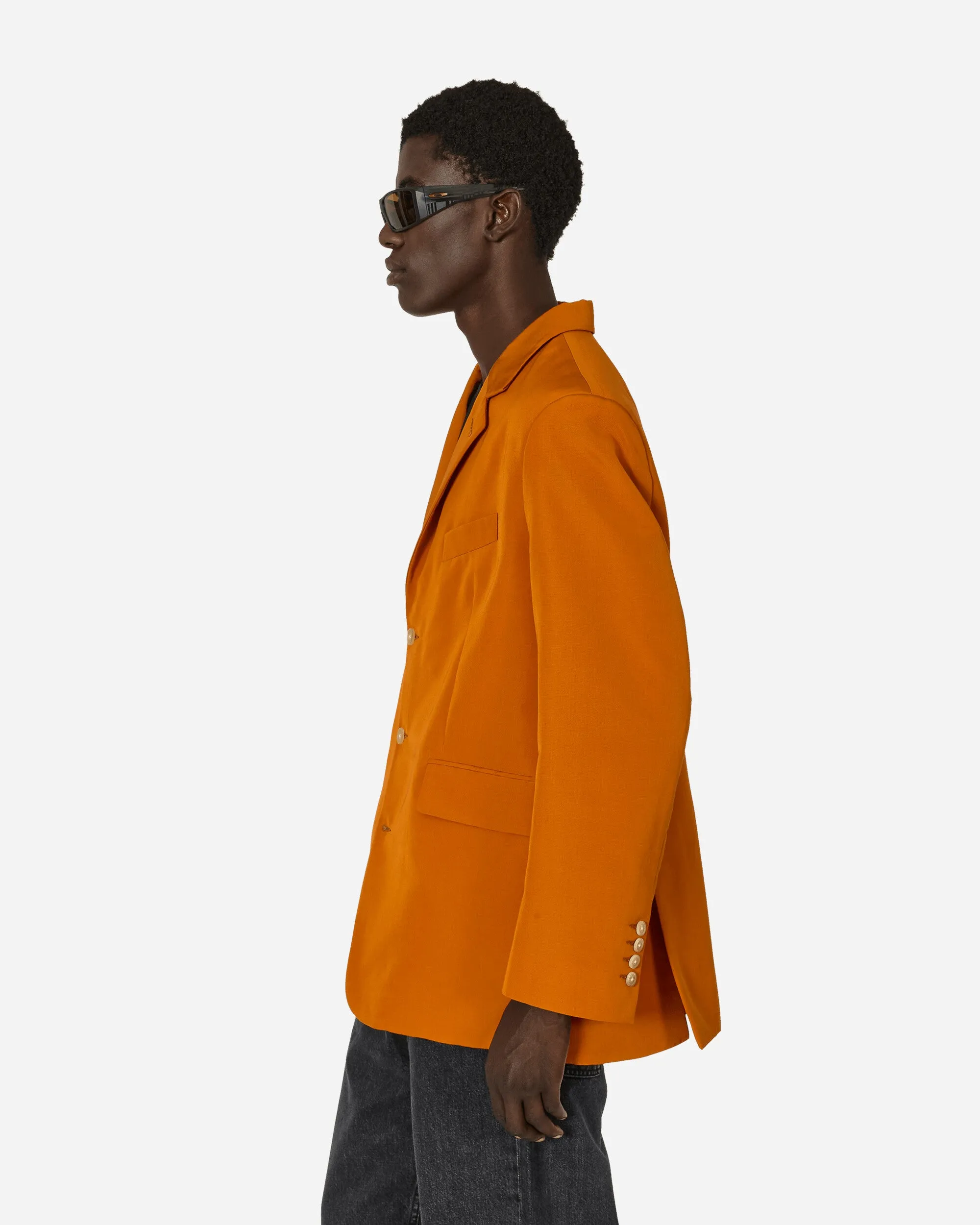 Ginger Faille Single-Breasted Suit Jacket Orange