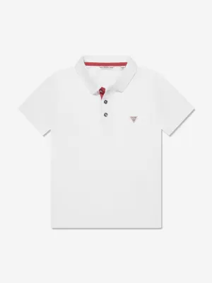 Guess Boys Logo Polo Shirt in White