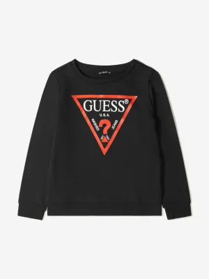 Guess Kids Logo Print Sweatshirt in Black