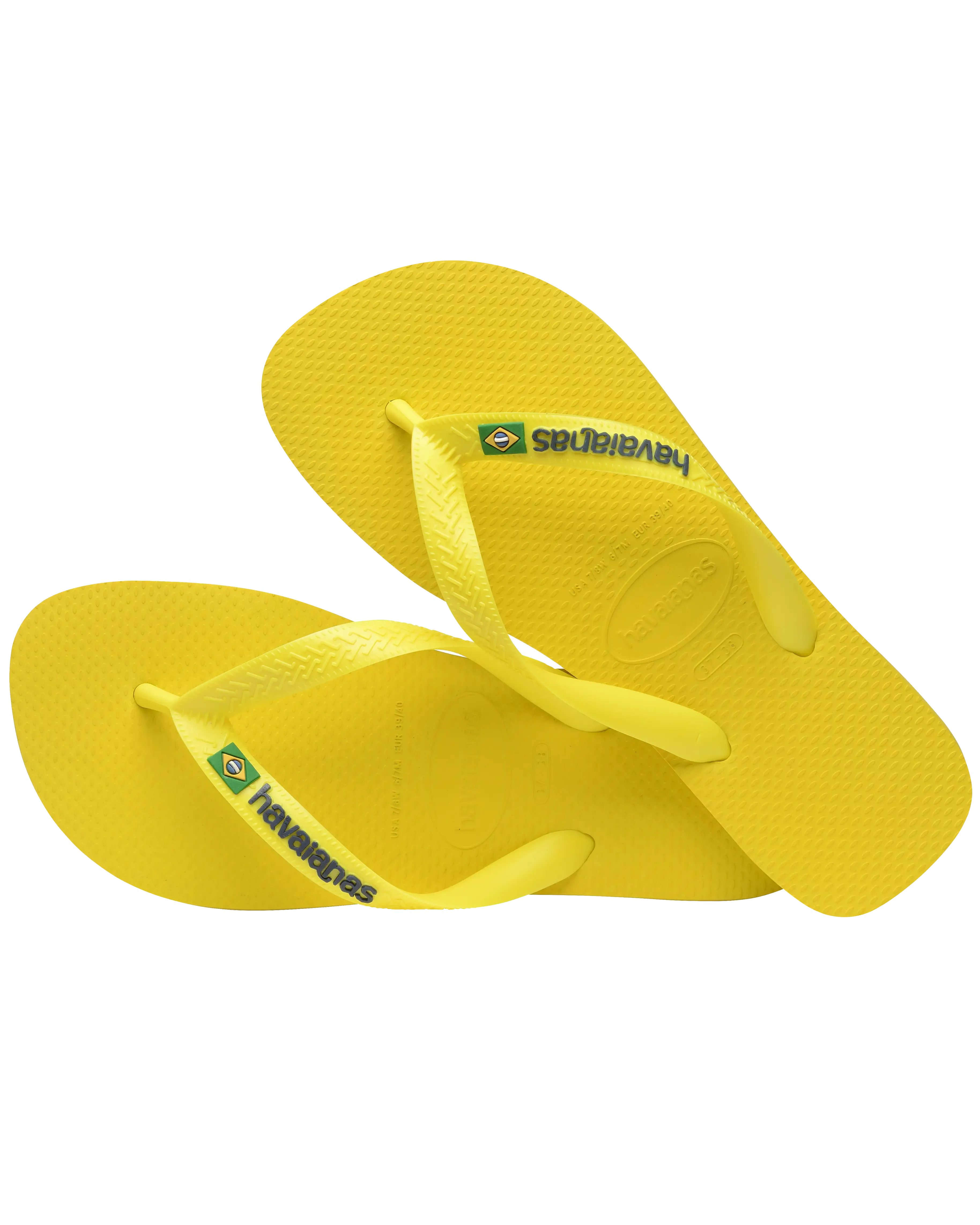 Havaianas Shoes Boys Brasil Logo Neon Flip Flops in Citrus Yellow