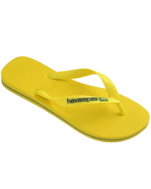 Havaianas Shoes Boys Brasil Logo Neon Flip Flops in Citrus Yellow