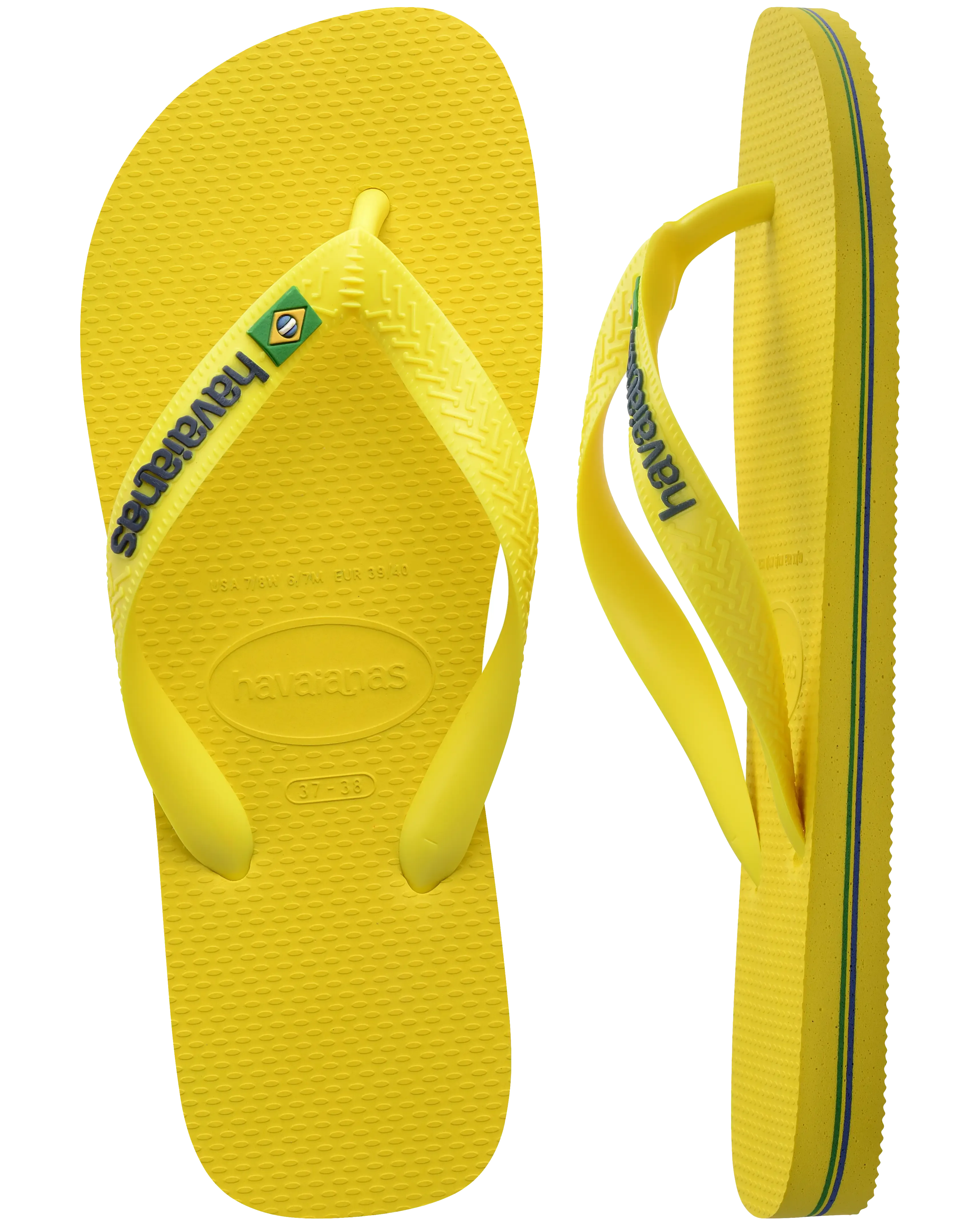 Havaianas Shoes Boys Brasil Logo Neon Flip Flops in Citrus Yellow