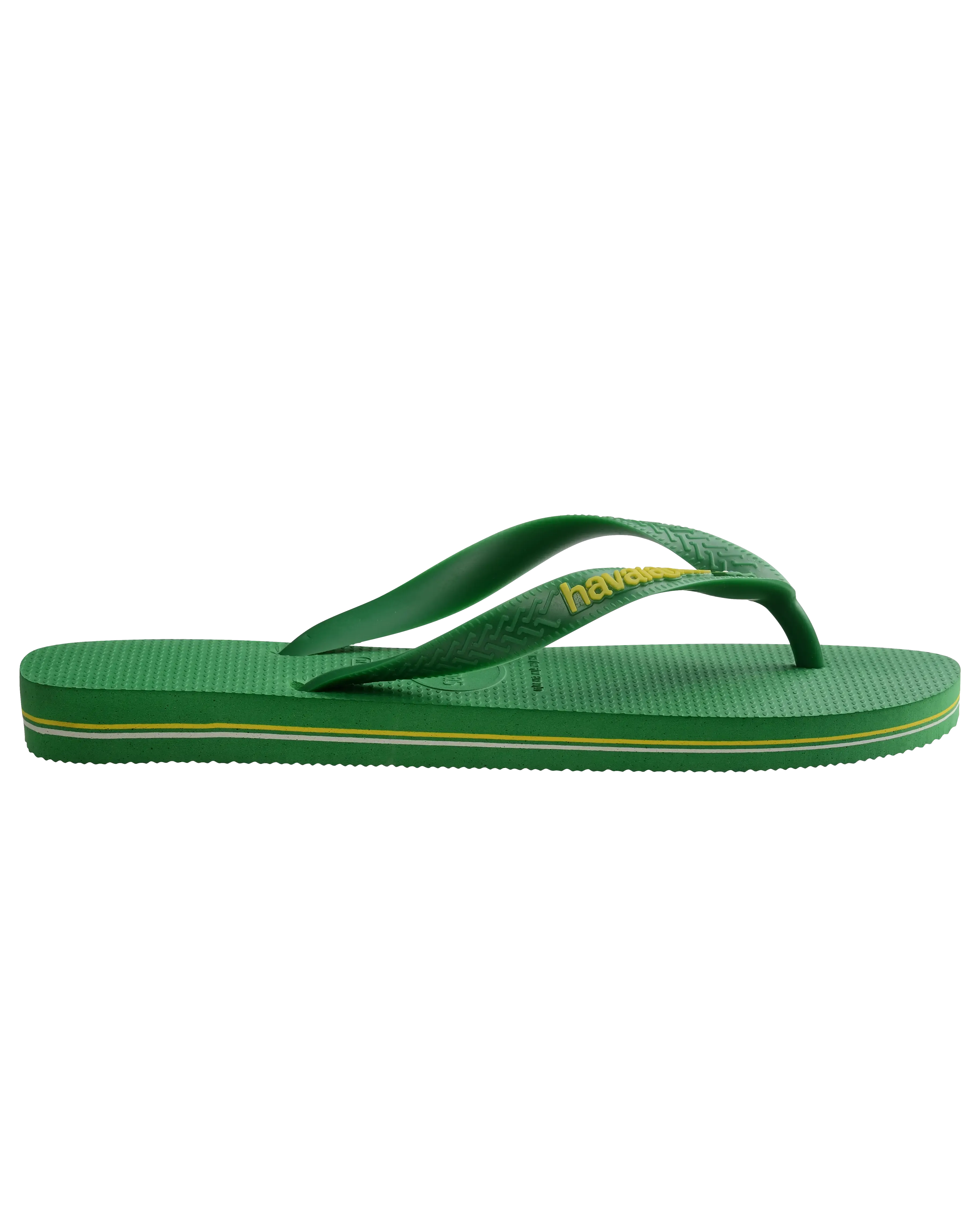 Havaianas Shoes Boys Brasil Logo Neon Flip Flops in Patria Green & Yellow Citrico
