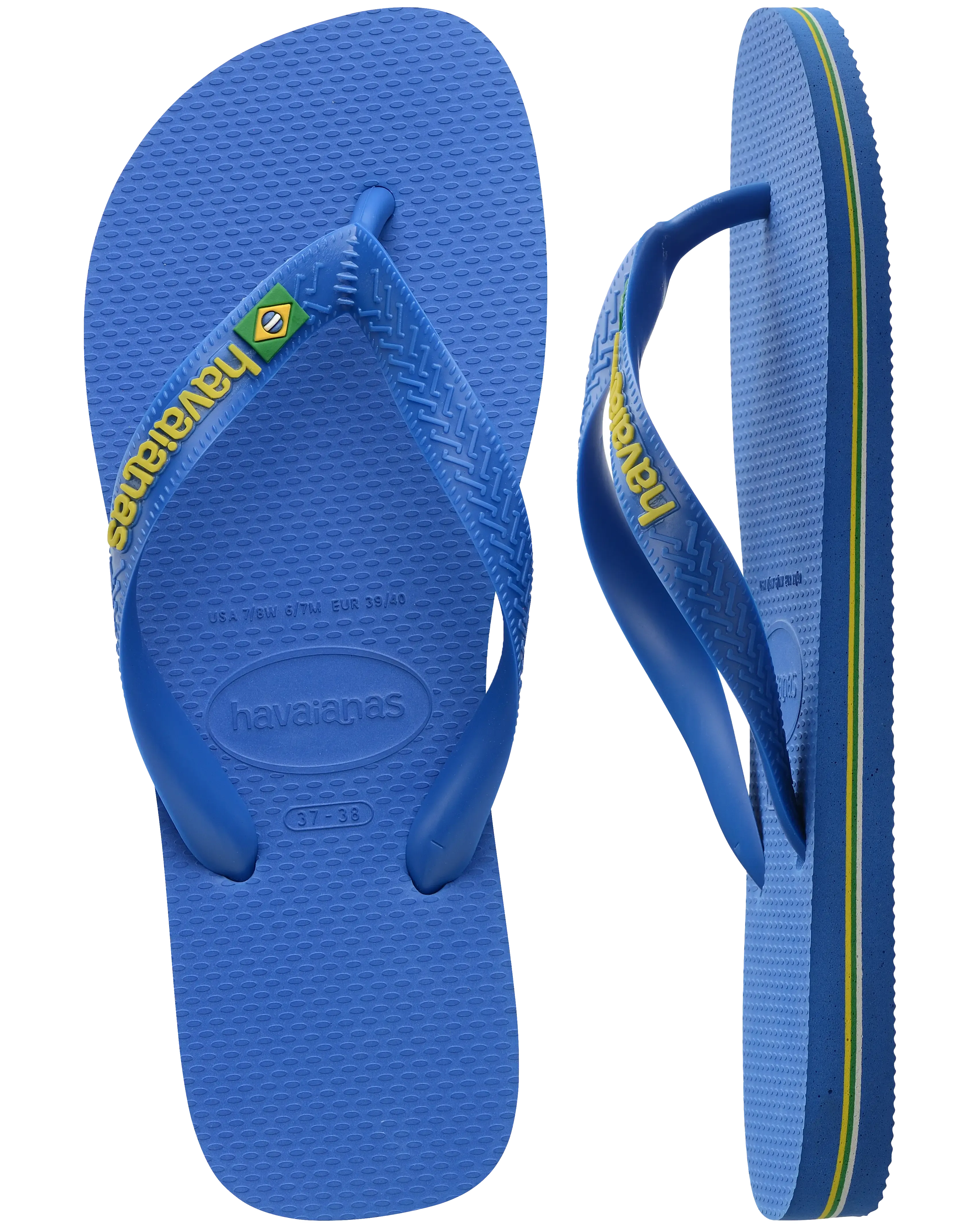 Havaianas Shoes Boys Brasil Logo Neon Flip Flops in Star Blue