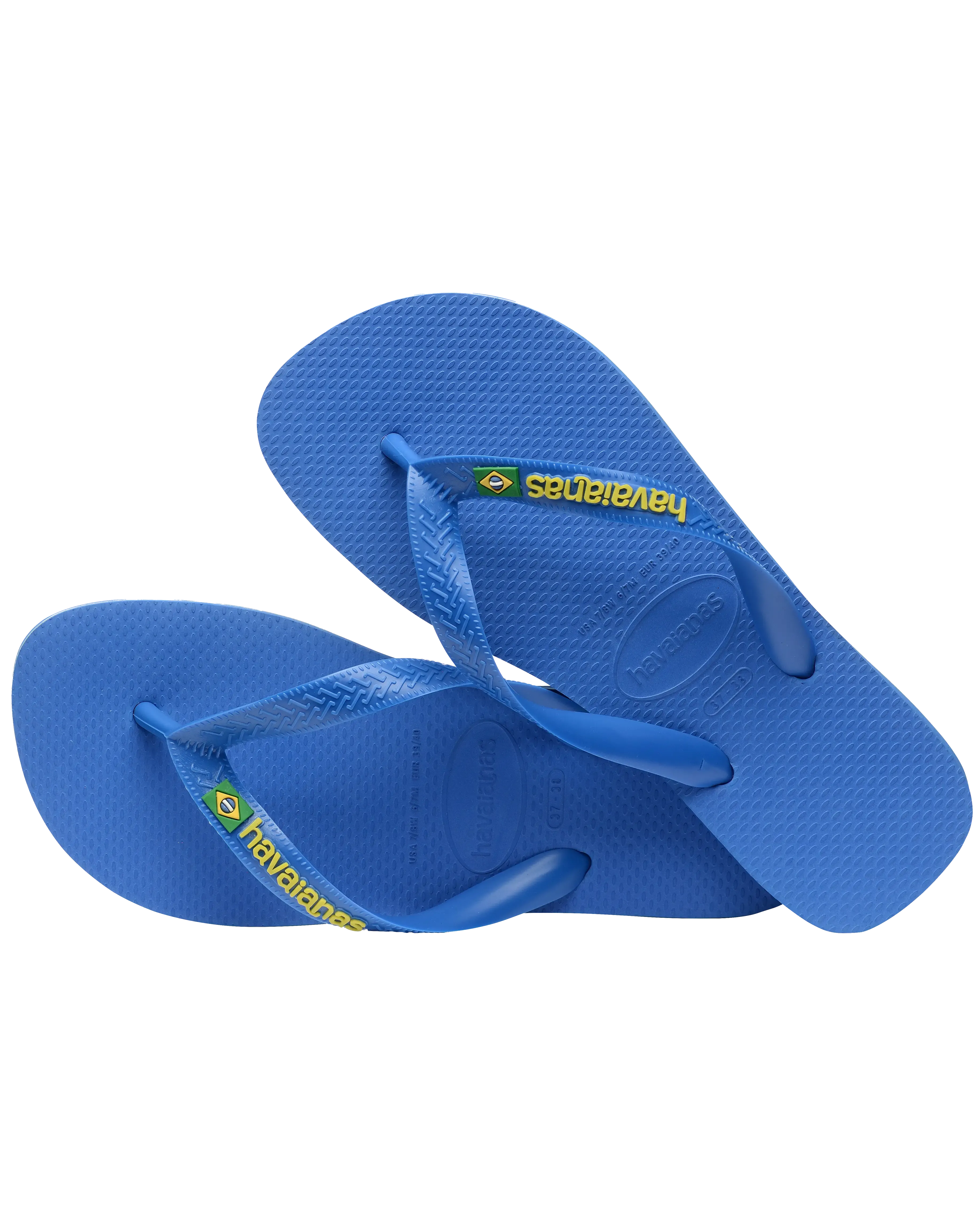 Havaianas Shoes Boys Brasil Logo Neon Flip Flops in Star Blue