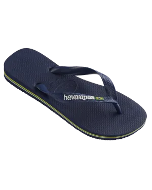 Havaianas Shoes Boys Brazil Logo Flip Flops in Navy Blue