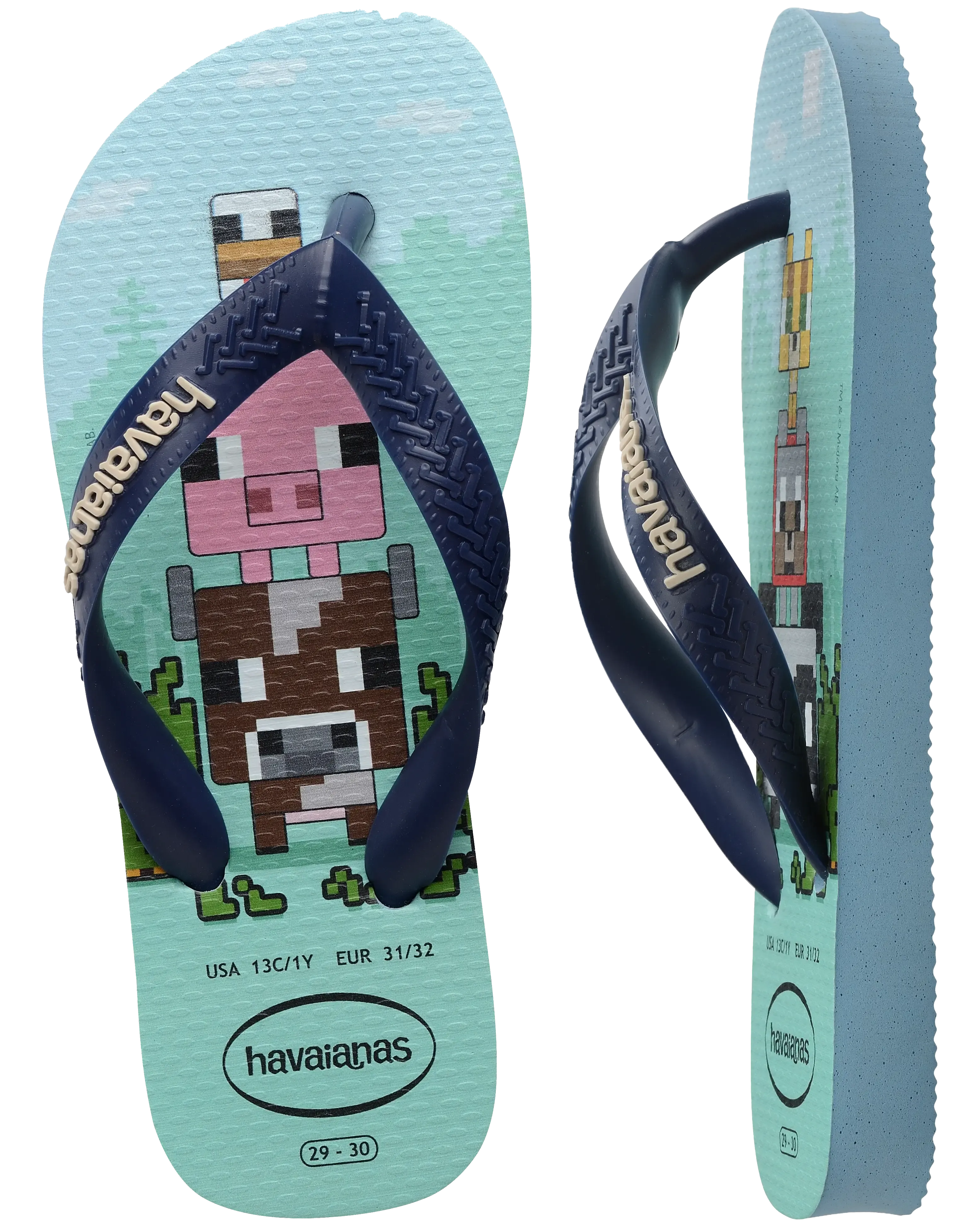 Havaianas Shoes Boys Minecraft Flip Flops in Lavender Blue