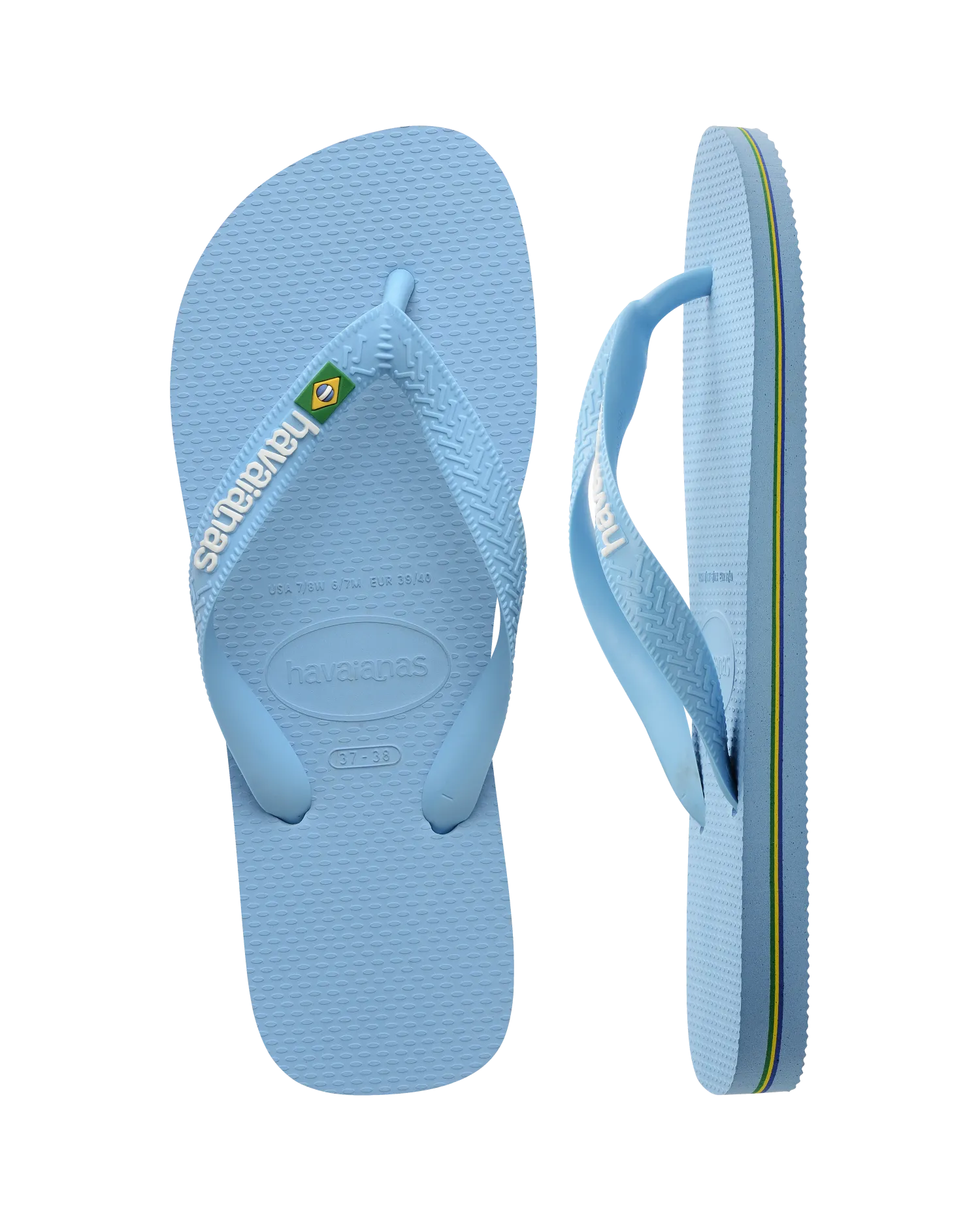 Havaianas Shoes Brazil Logo Flip Flops in Blue Lavendar & White