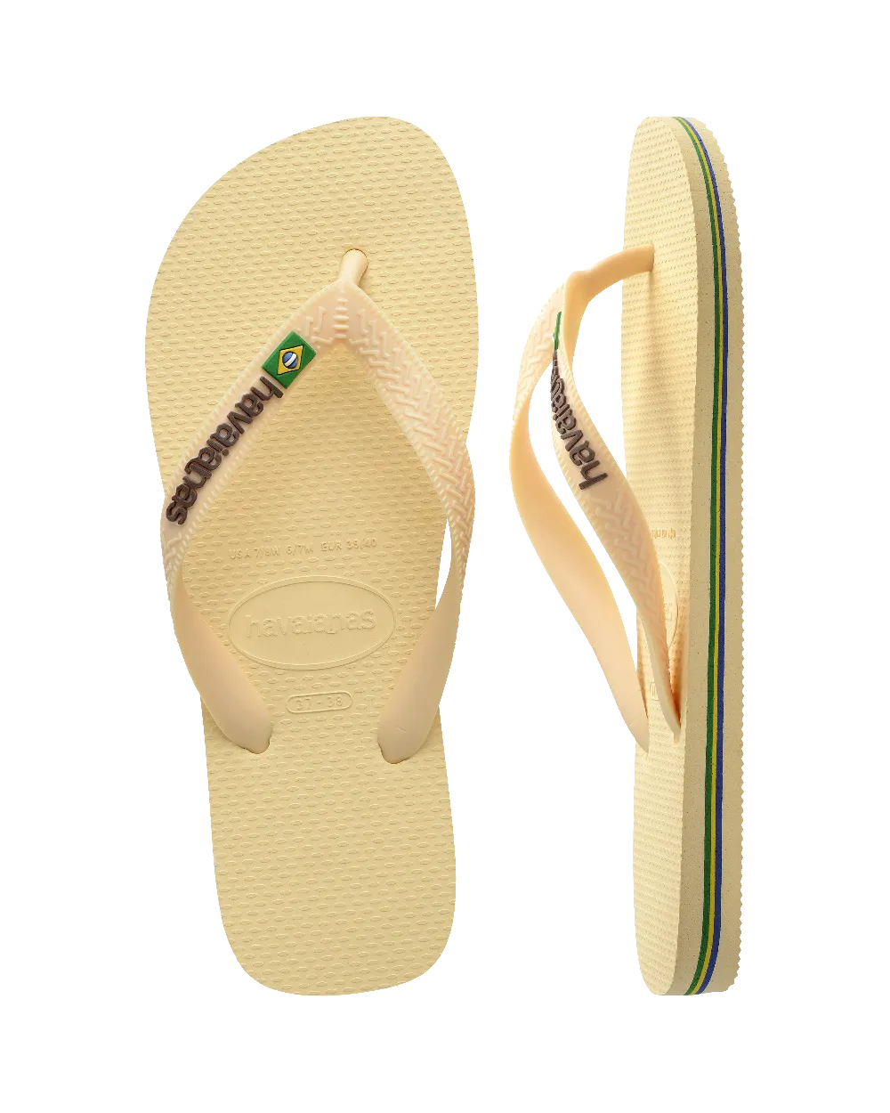 Havaianas Shoes Brazil Logo Flip Flops in Buttercream