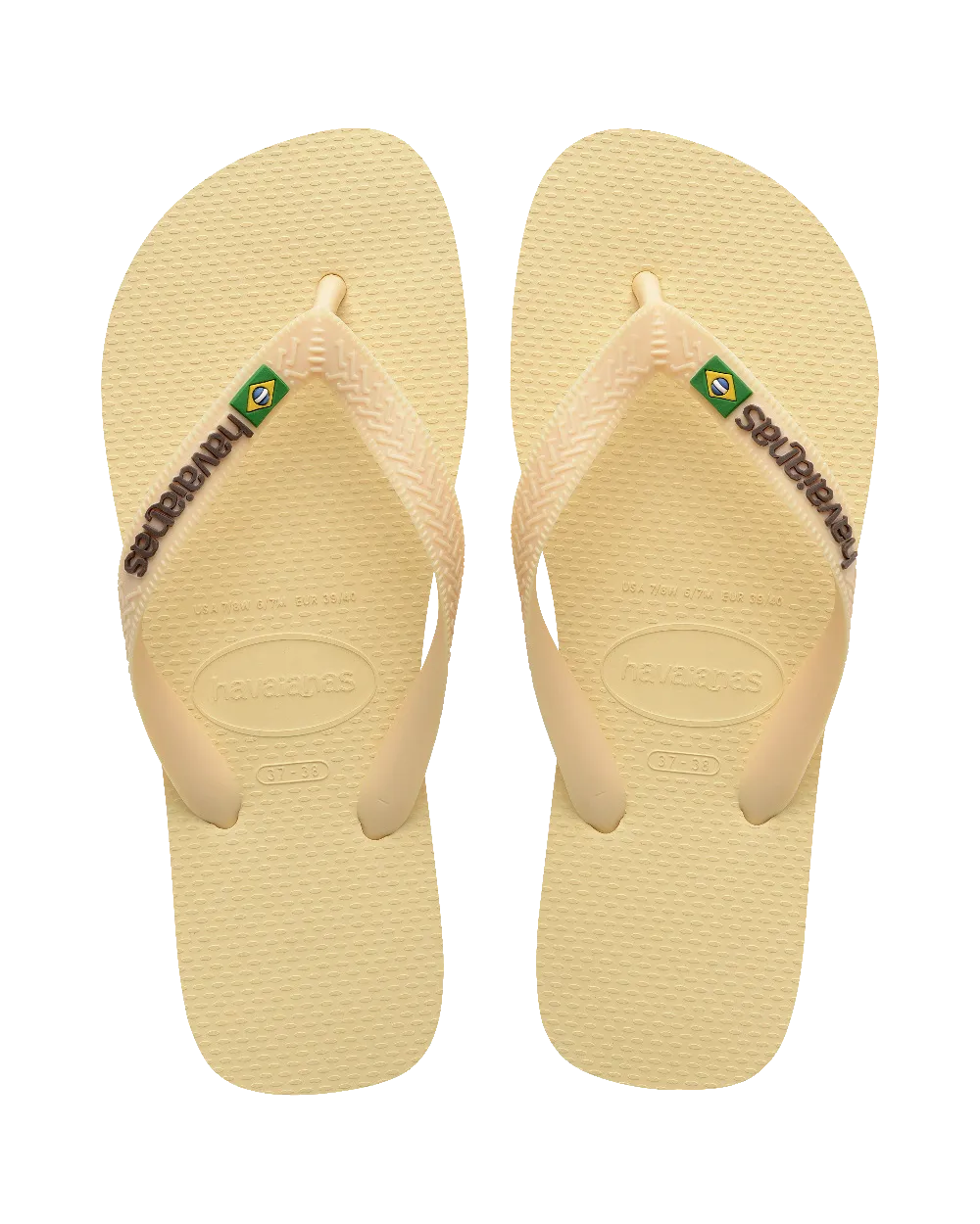 Havaianas Shoes Brazil Logo Flip Flops in Buttercream