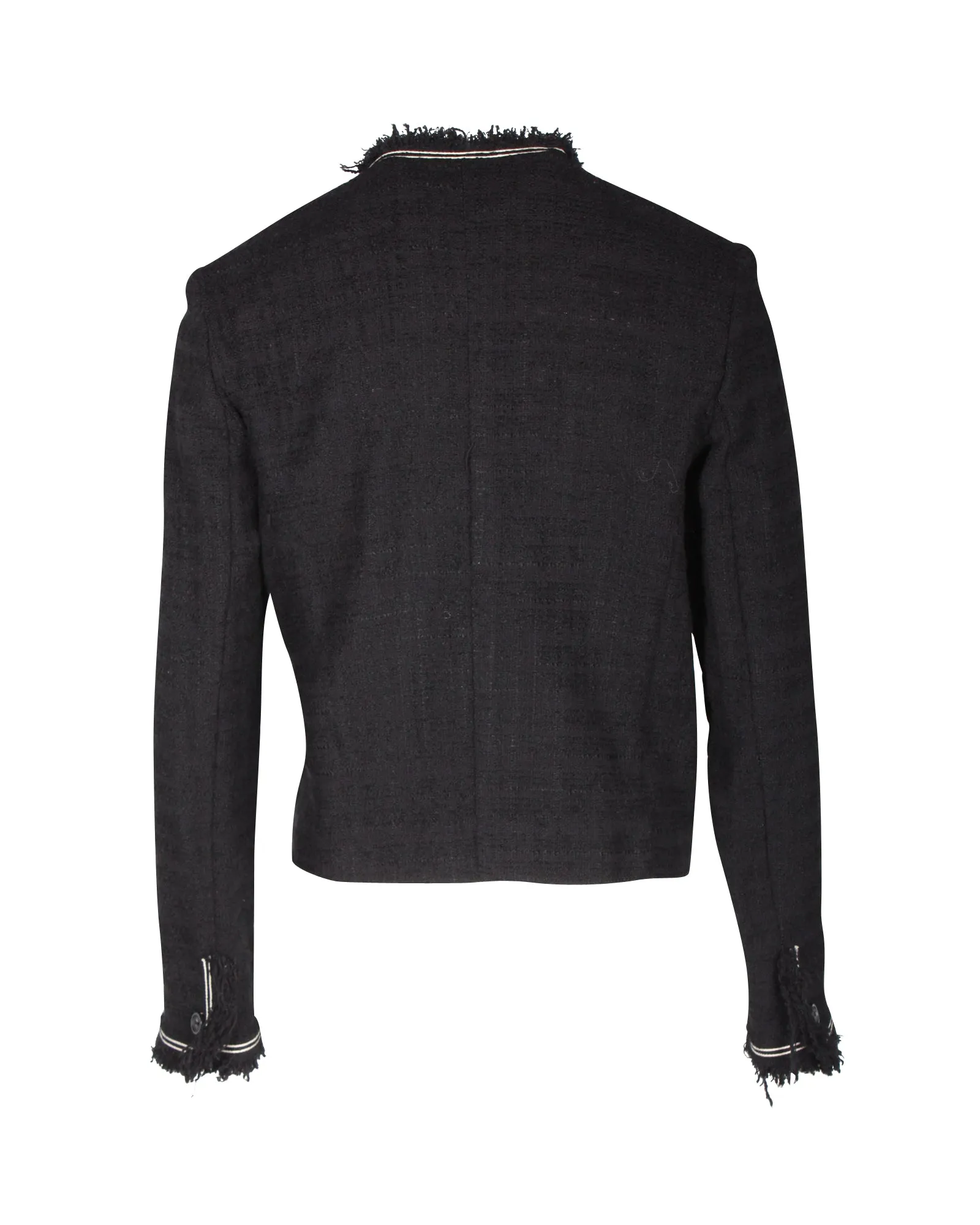 Isabel Marant Etoile Ferris Fringed Tweed Jacket in Black Cotton