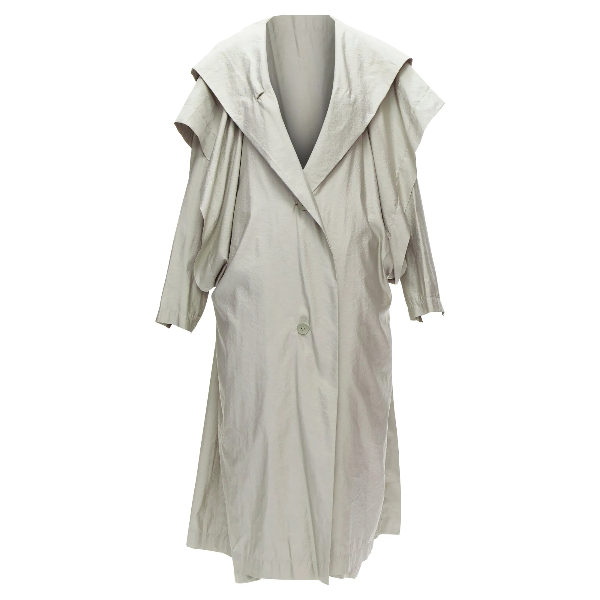 Issey Miyake hooded sleeve layer draped overcoat