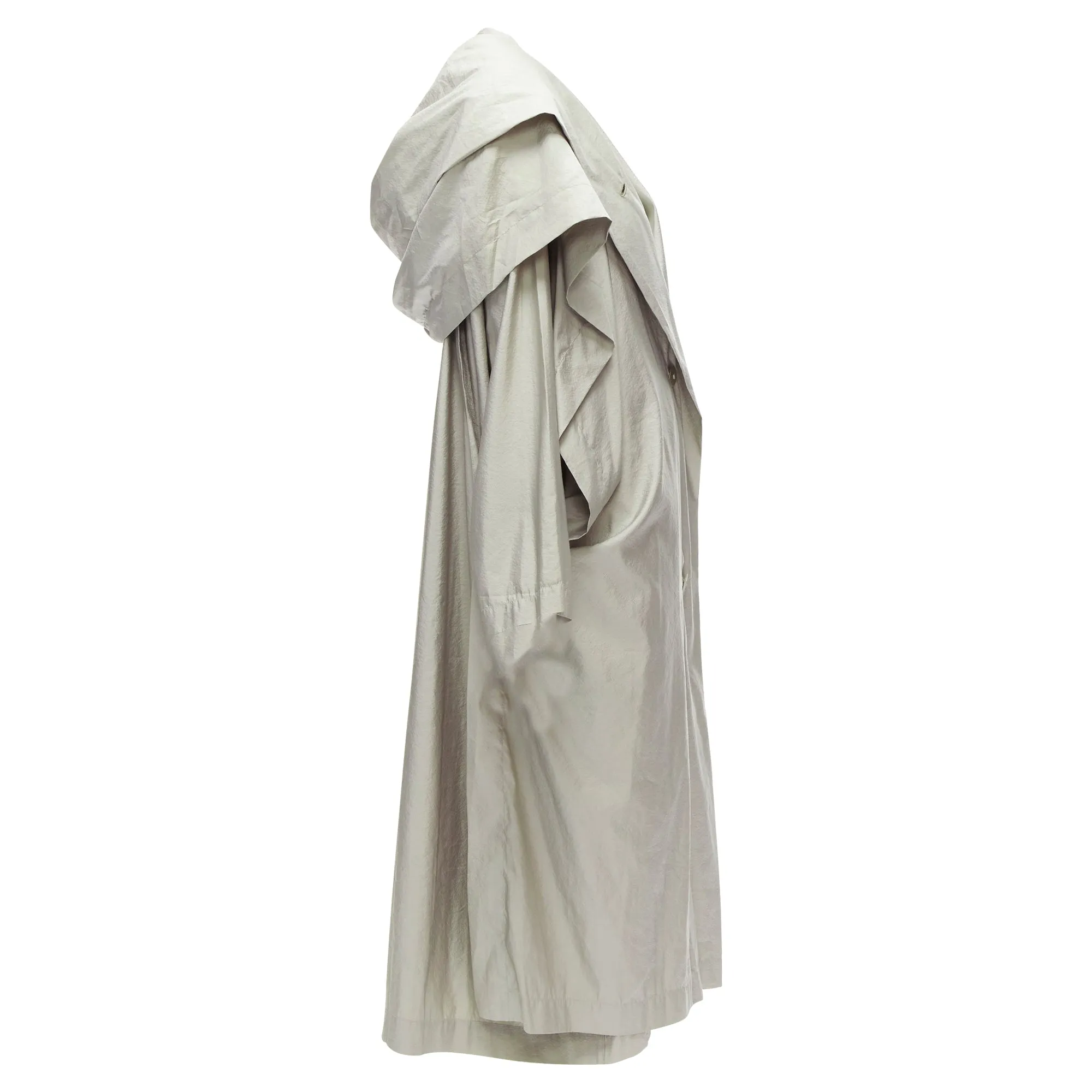 Issey Miyake hooded sleeve layer draped overcoat