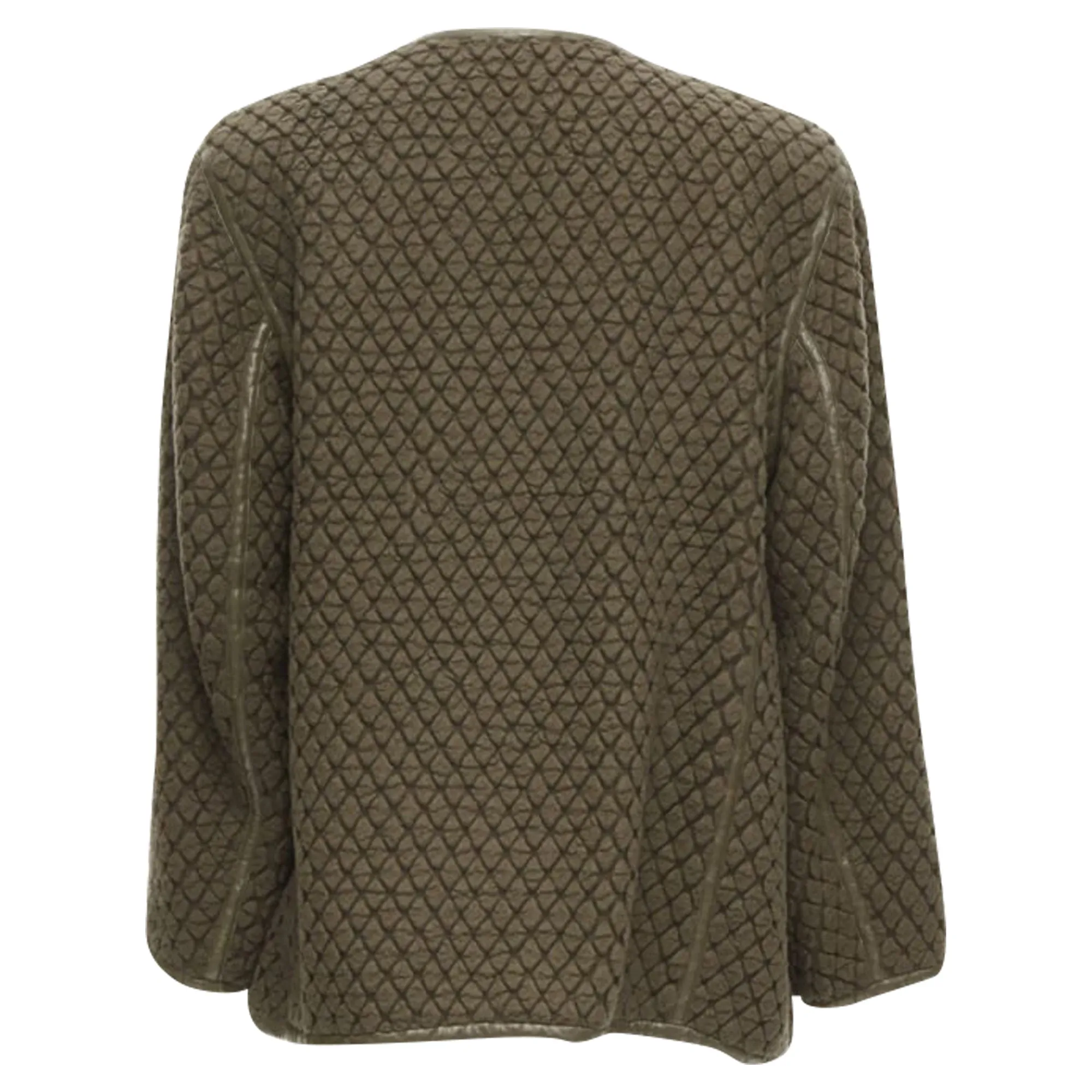 Issey Miyake waffle cloque leather trim jacket