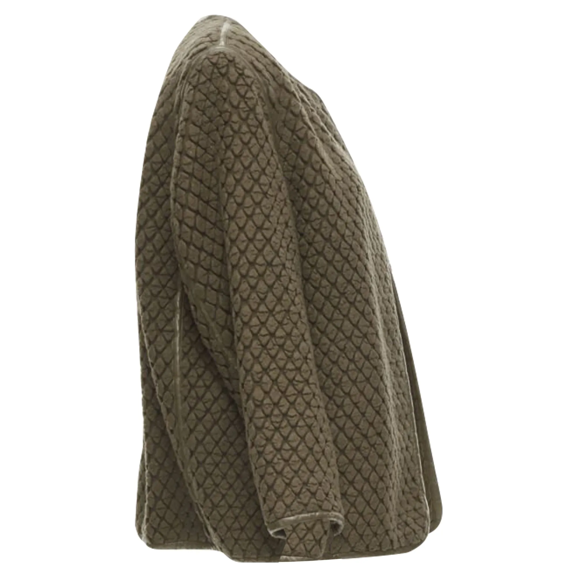 Issey Miyake waffle cloque leather trim jacket