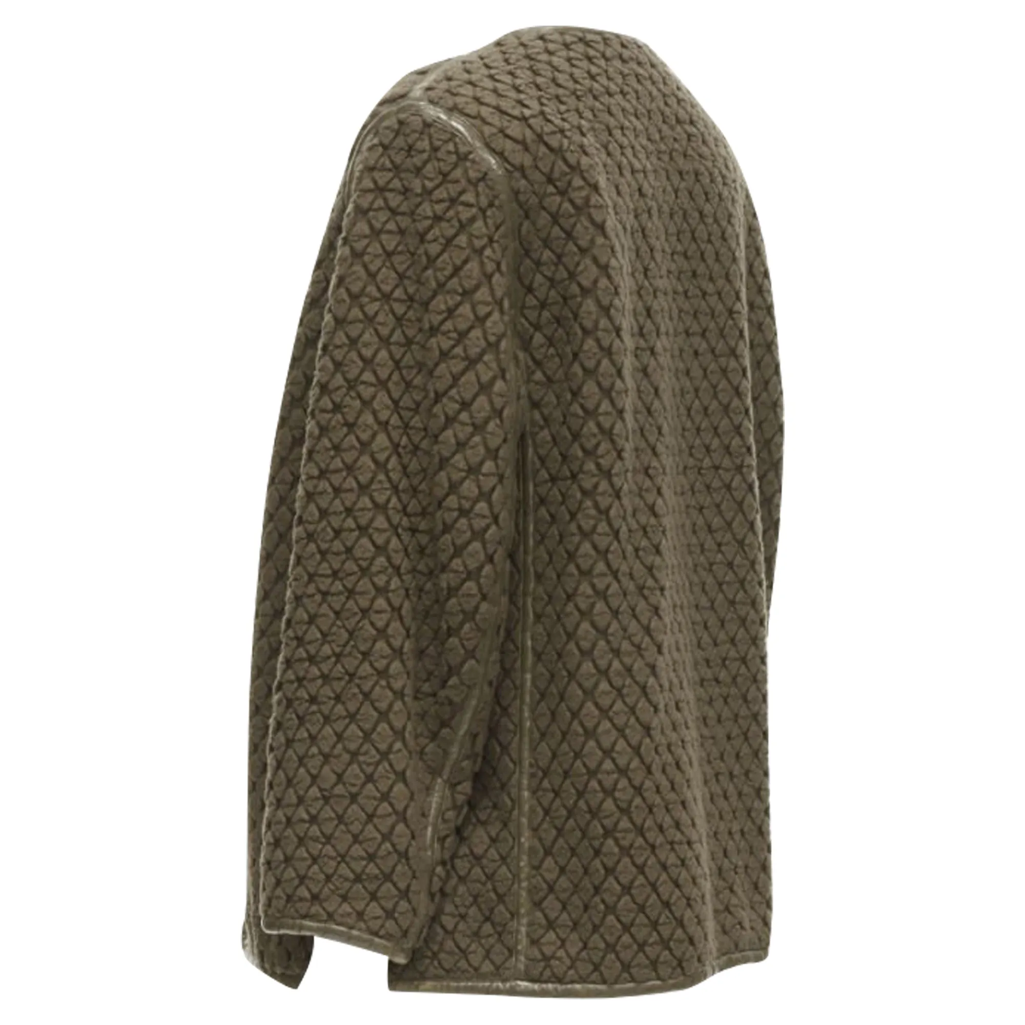 Issey Miyake waffle cloque leather trim jacket