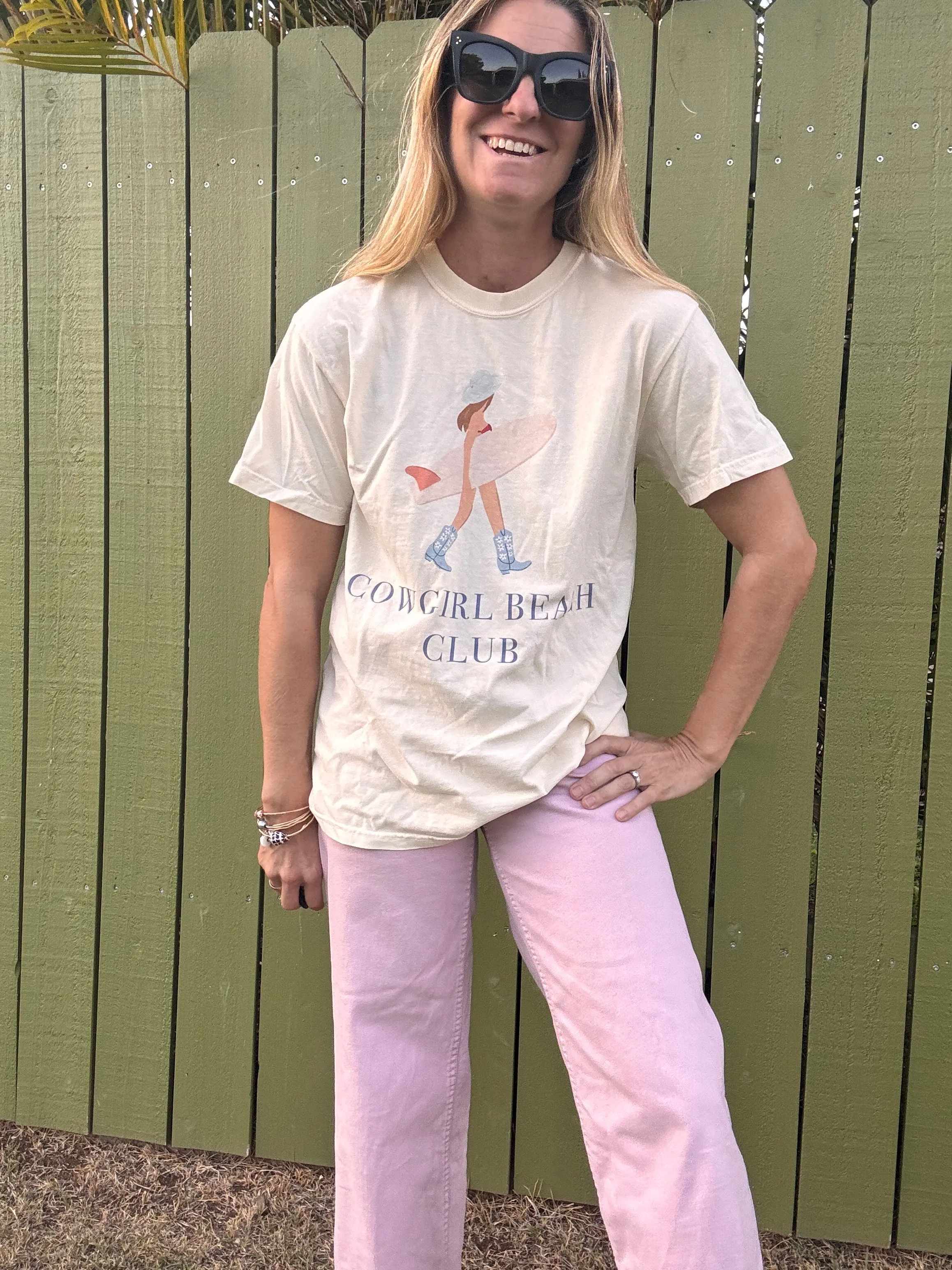 Ivory Cowgirl Beach Club Tee