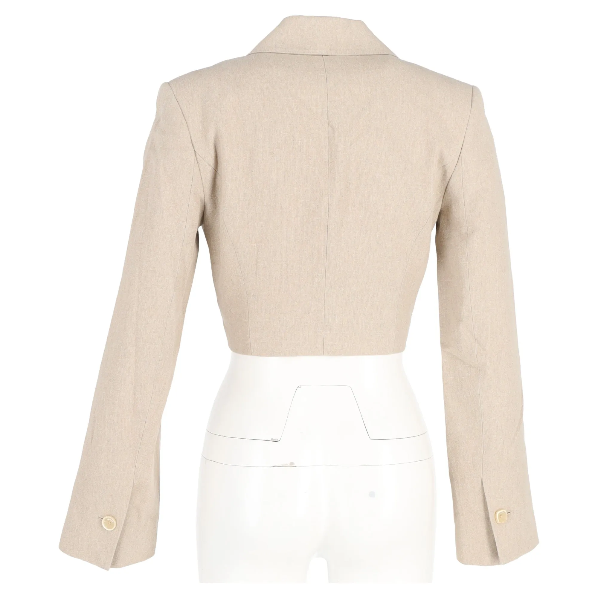 Jacquemus La Veste Limao Cropped Jacket in Beige Linen