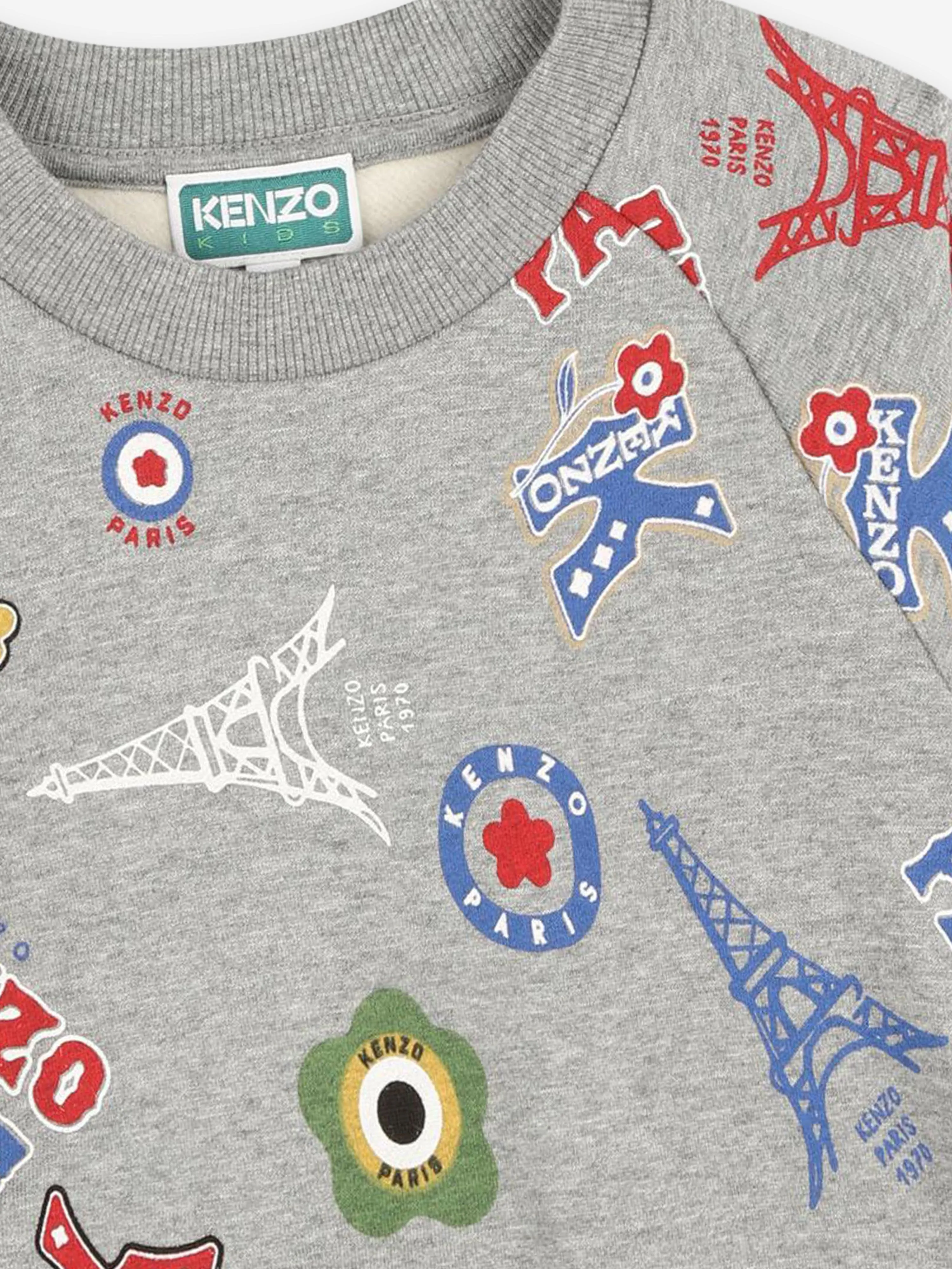 KENZO Boys Paris Logo Sweashirt in Grey